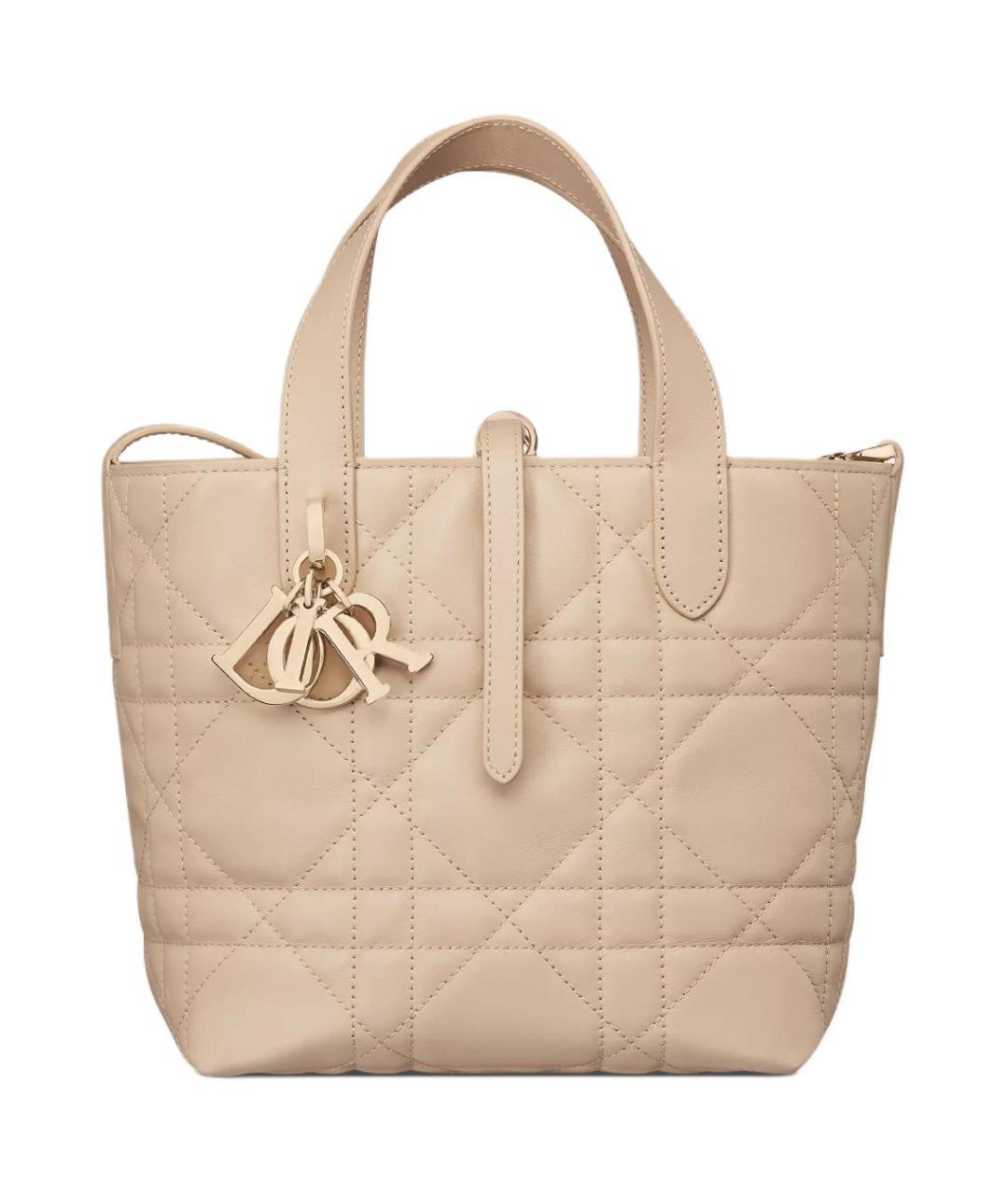 CHRISTIAN DIOR Бежевая кожаная сумка через плечо, фото 3