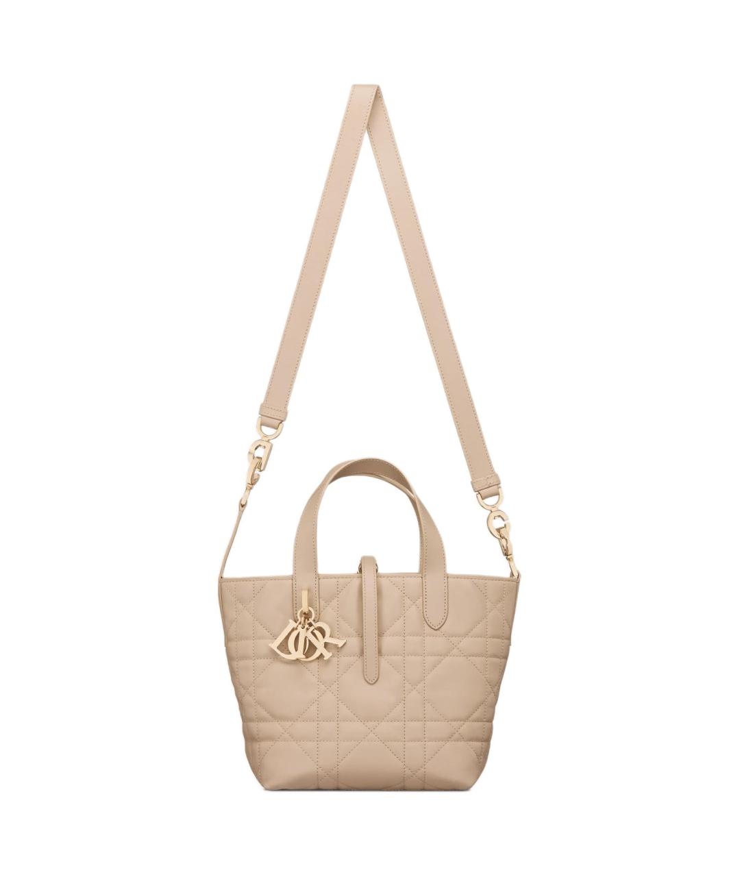 CHRISTIAN DIOR Бежевая кожаная сумка через плечо, фото 5