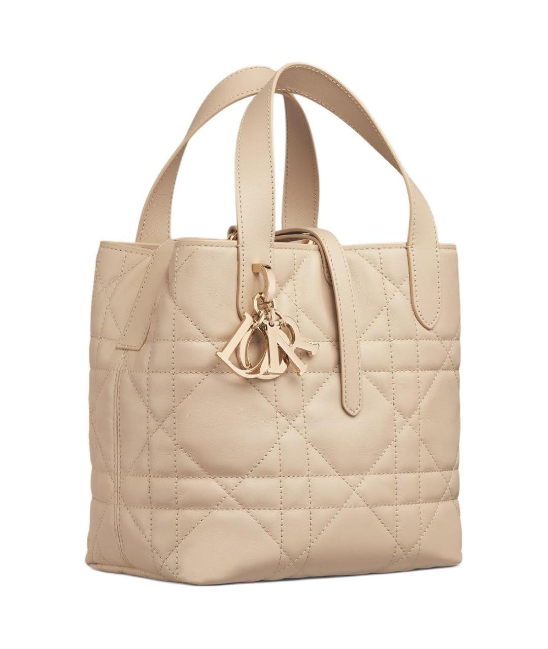 CHRISTIAN DIOR Бежевая кожаная сумка через плечо, фото 1