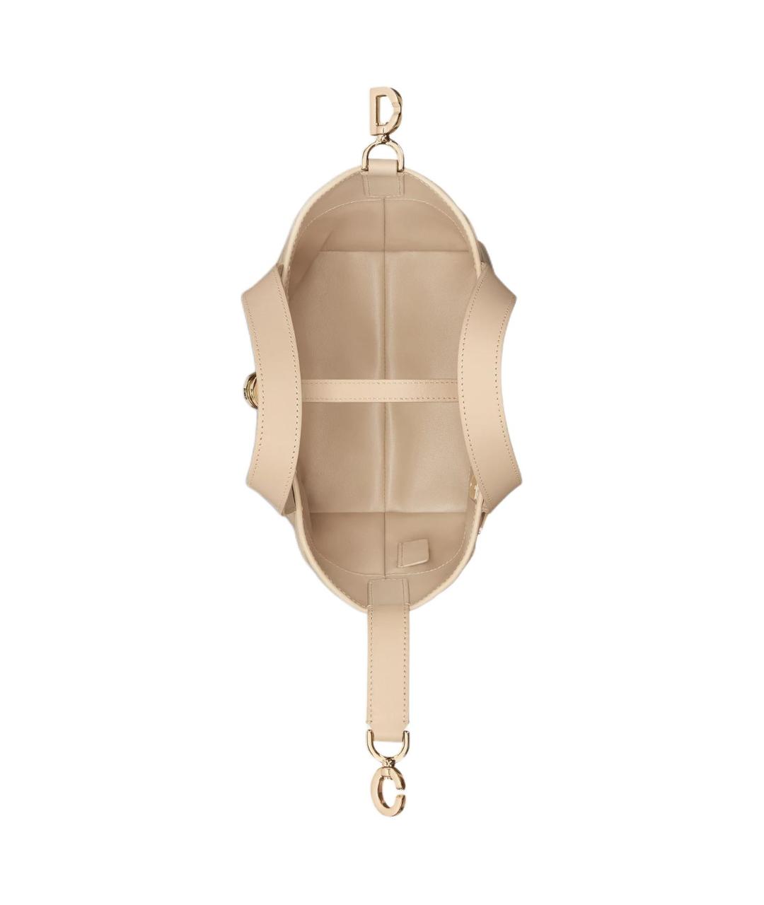 CHRISTIAN DIOR Бежевая кожаная сумка через плечо, фото 4