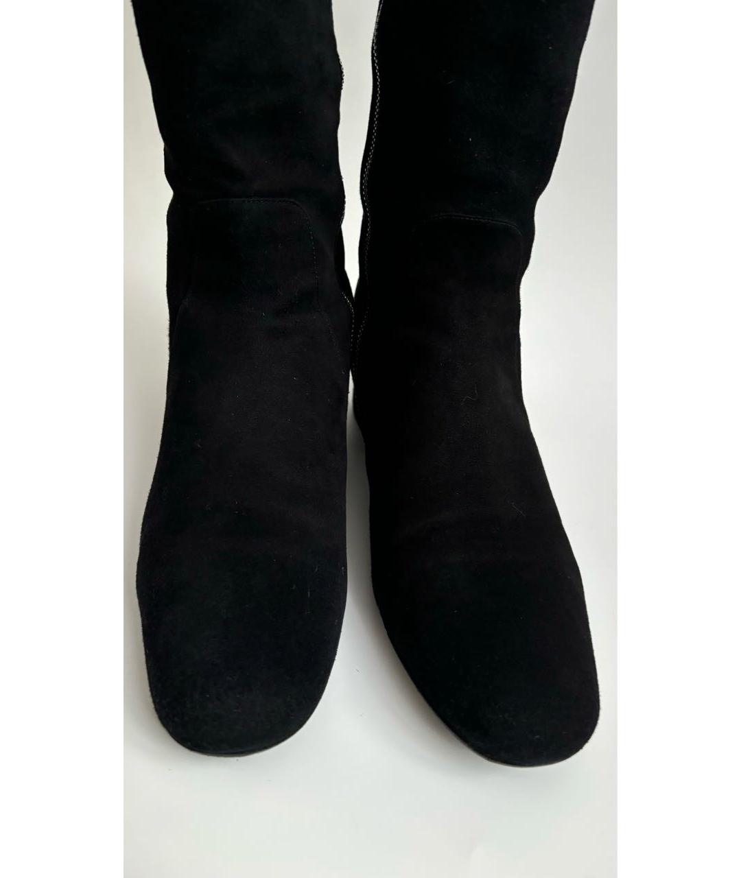 SAINT LAURENT Черные замшевые сапоги, фото 5