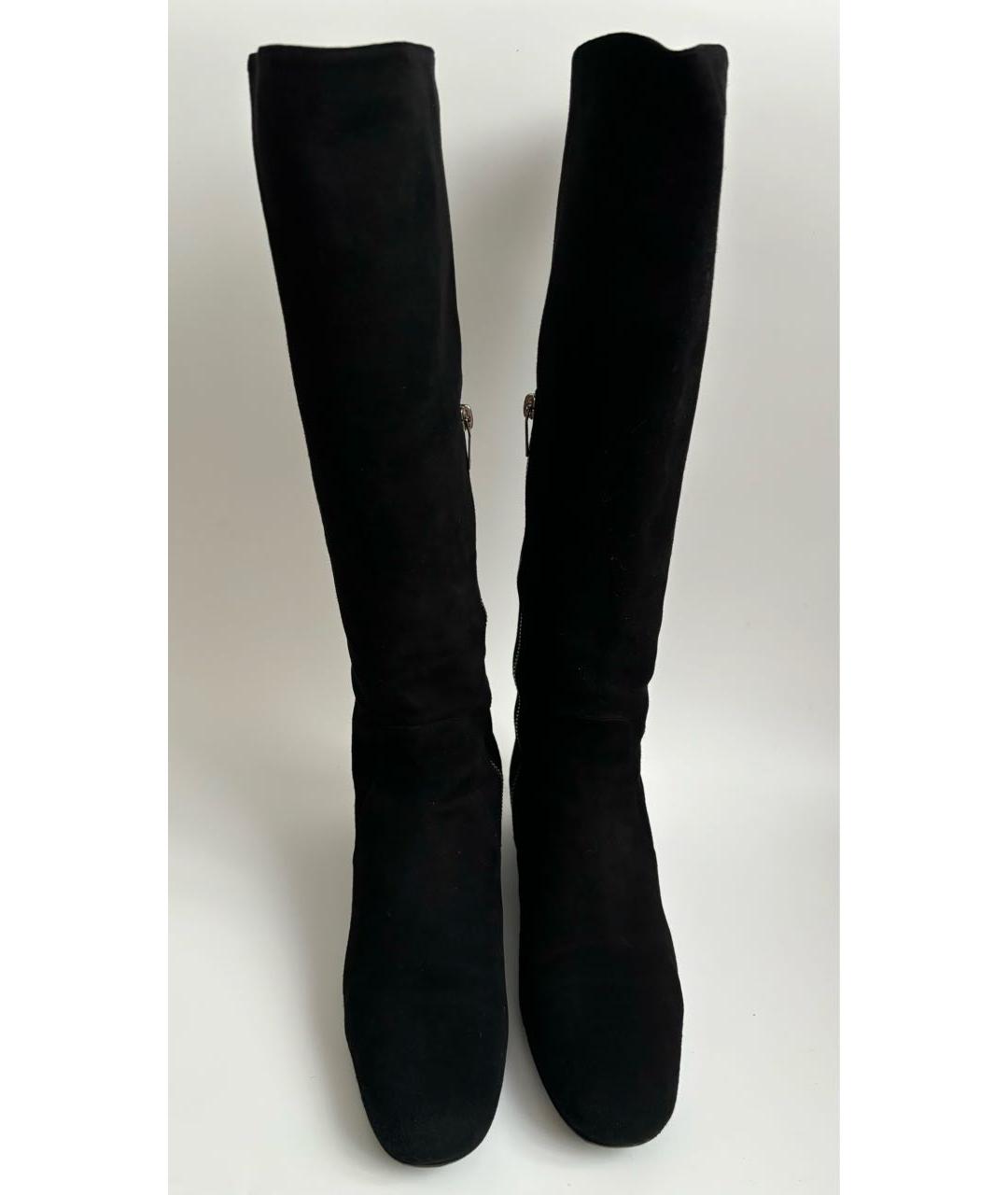 SAINT LAURENT Черные замшевые сапоги, фото 3