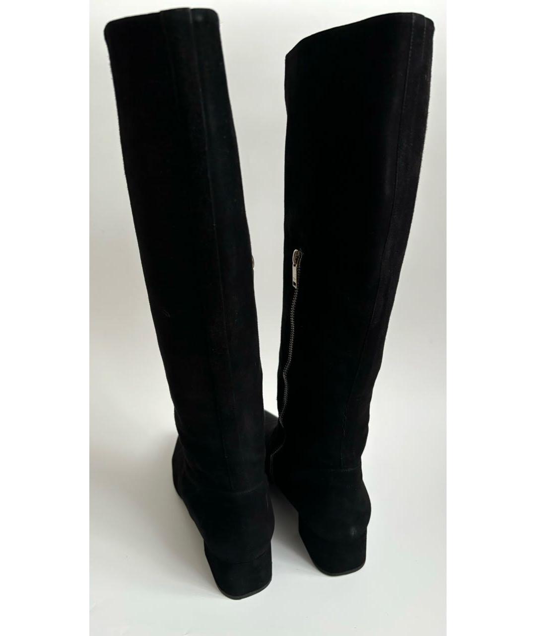SAINT LAURENT Черные замшевые сапоги, фото 6
