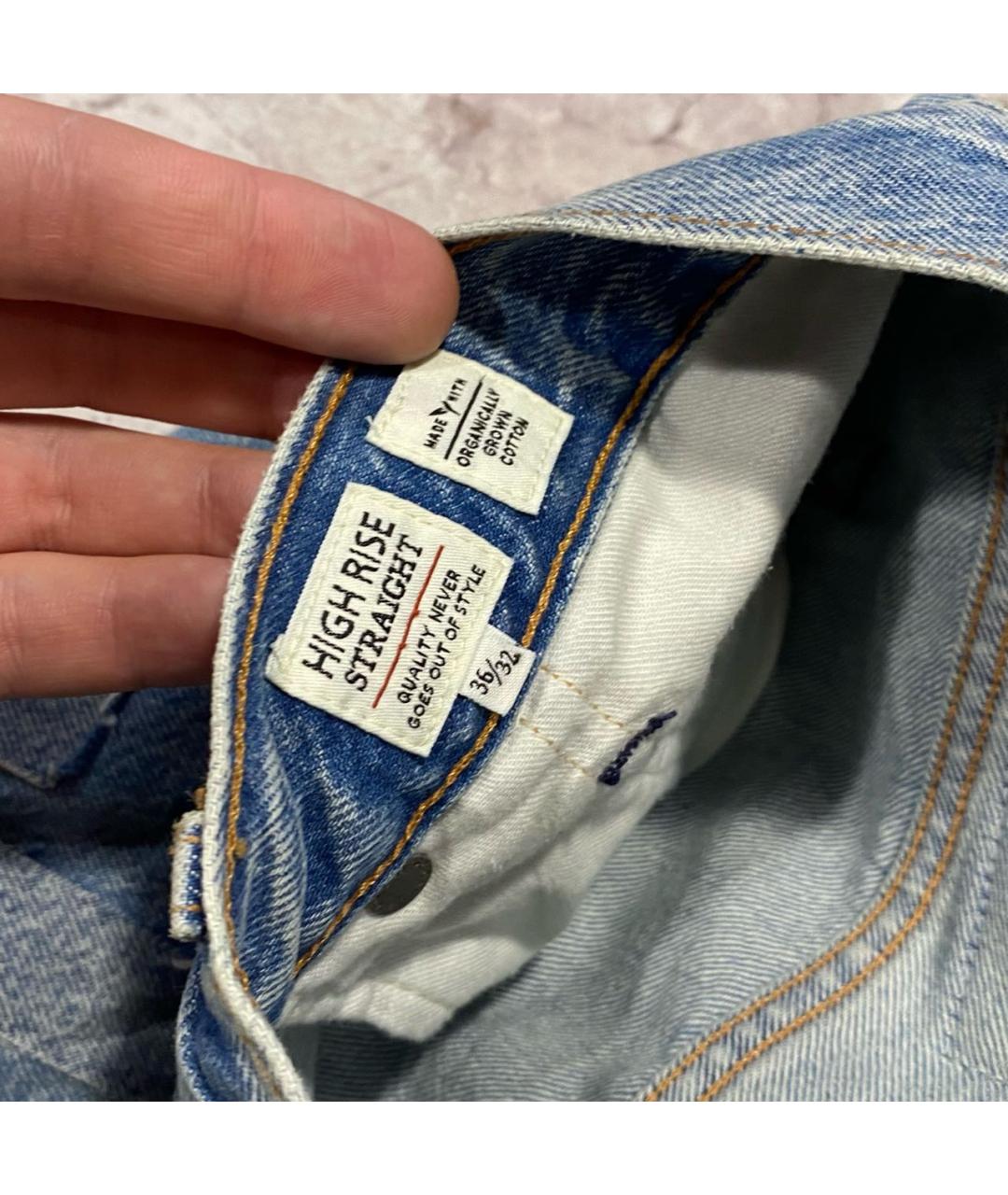 LEVI'S Голубые хлопковые прямые джинсы, фото 5