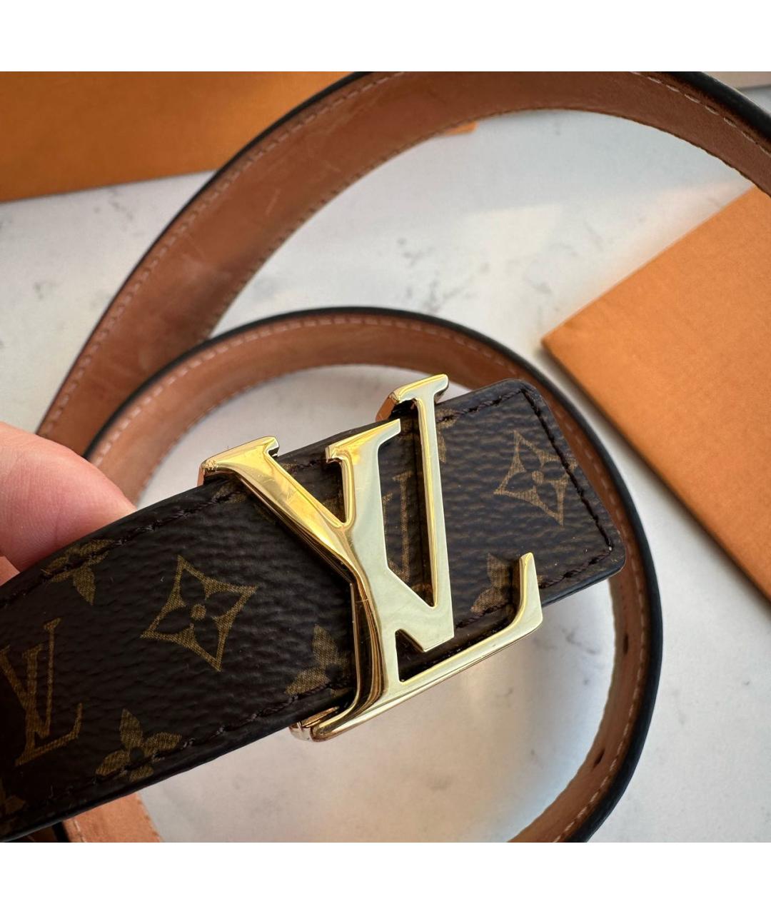 LOUIS VUITTON Коричневый кожаный ремень, фото 2