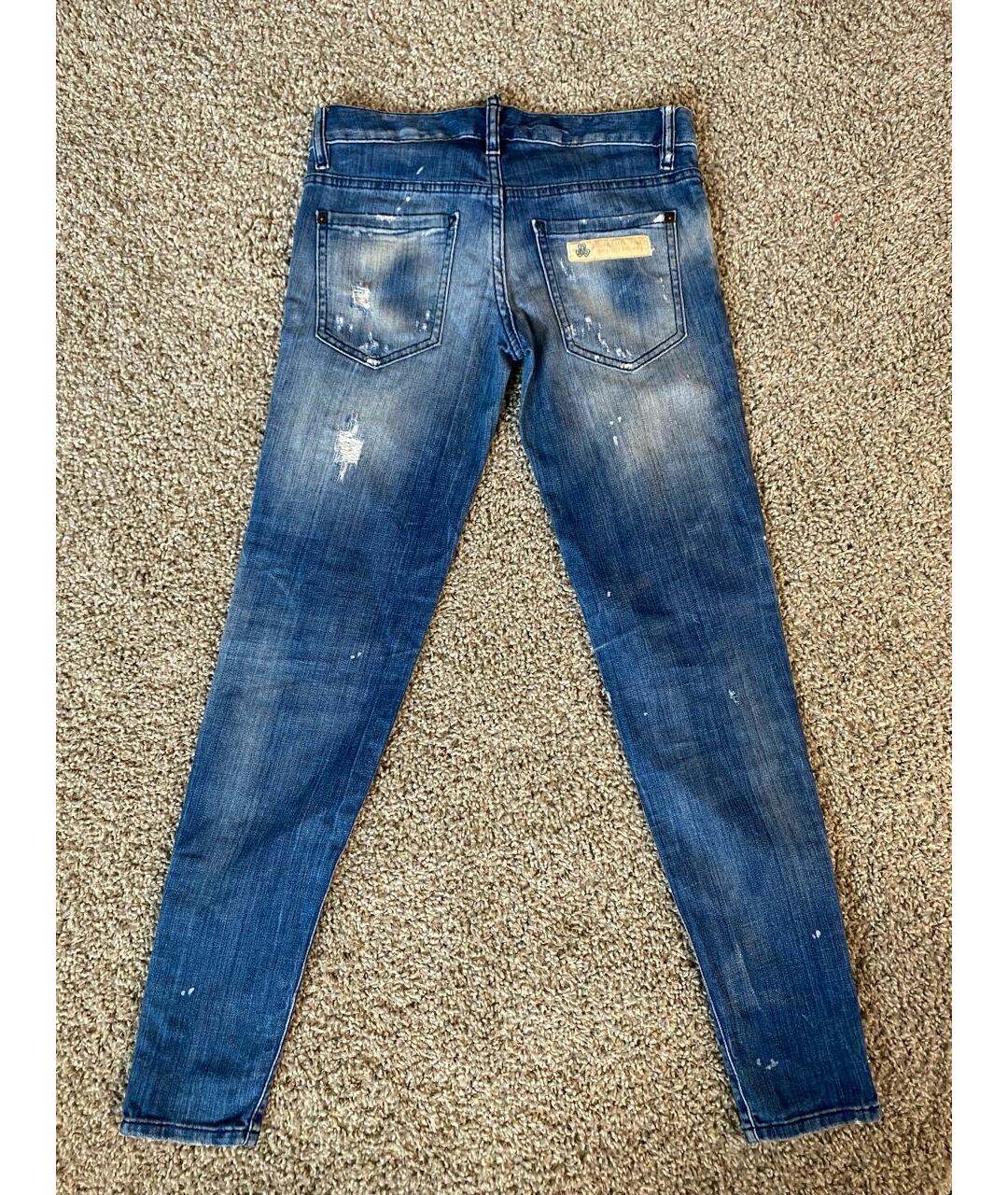 DSQUARED2 Голубые хлопковые джинсы слим, фото 2