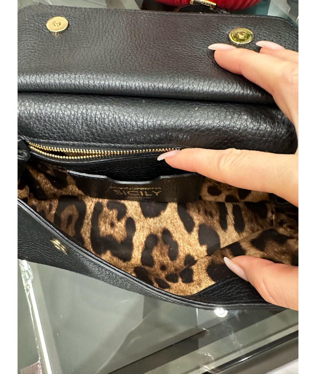 DOLCE&GABBANA Черная кожаная сумка с короткими ручками, фото 4