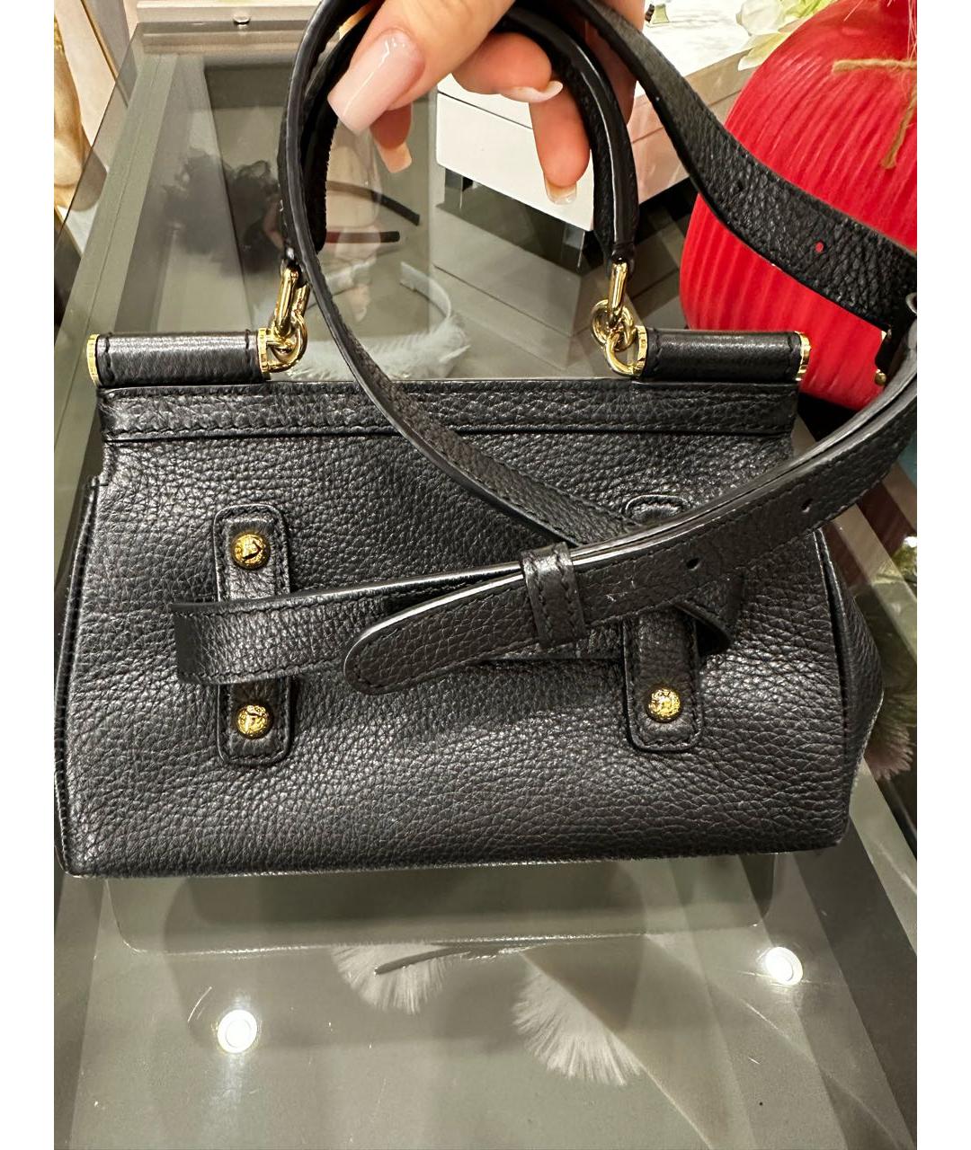 DOLCE&GABBANA Черная кожаная сумка с короткими ручками, фото 3