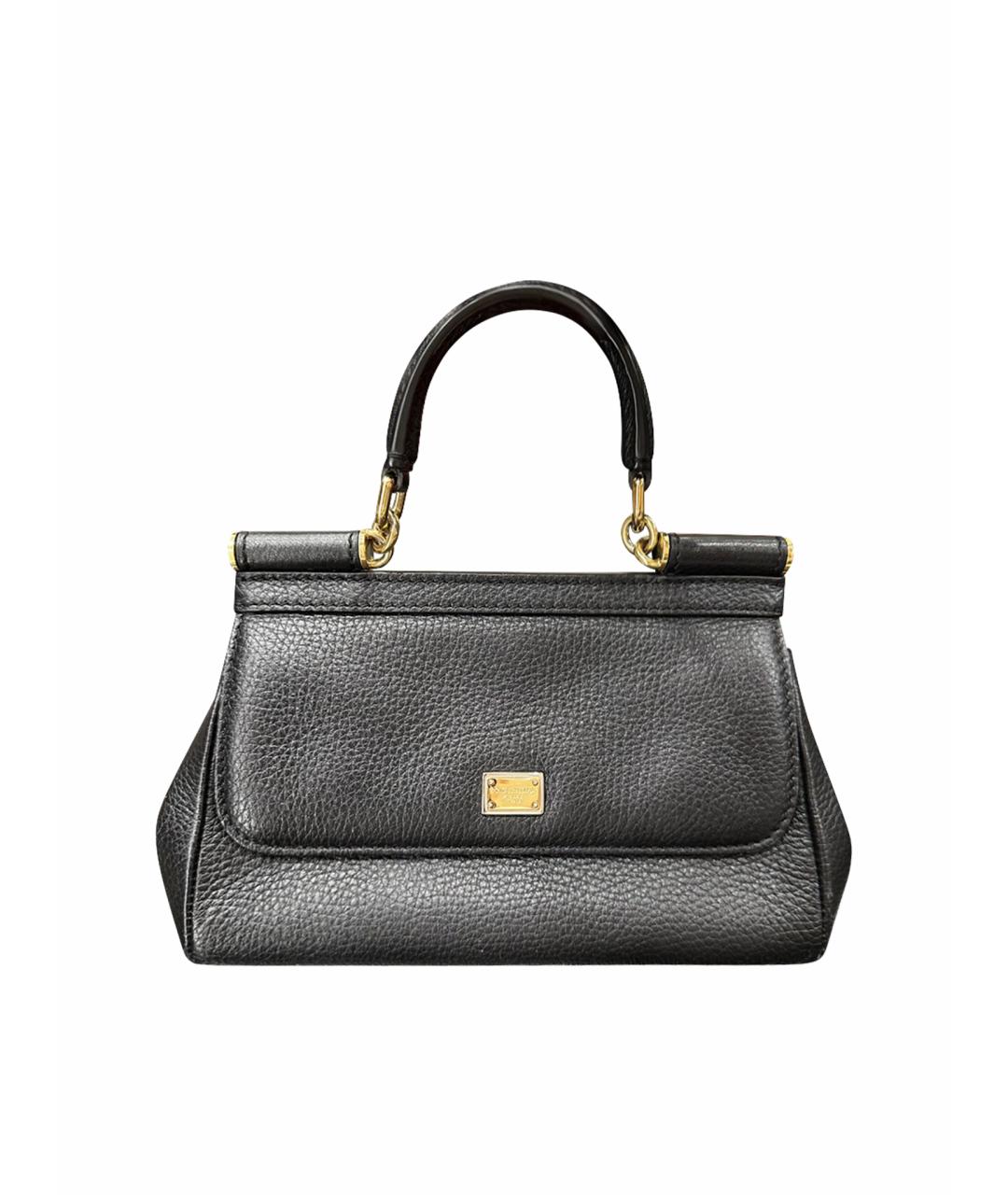 DOLCE&GABBANA Черная кожаная сумка с короткими ручками, фото 1