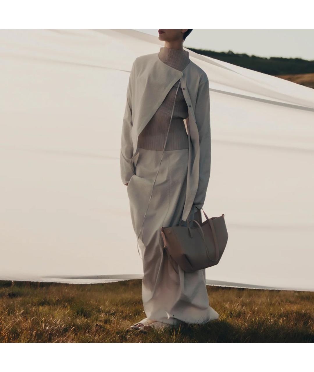 POLENE Бежевая кожаная сумка тоут, фото 3