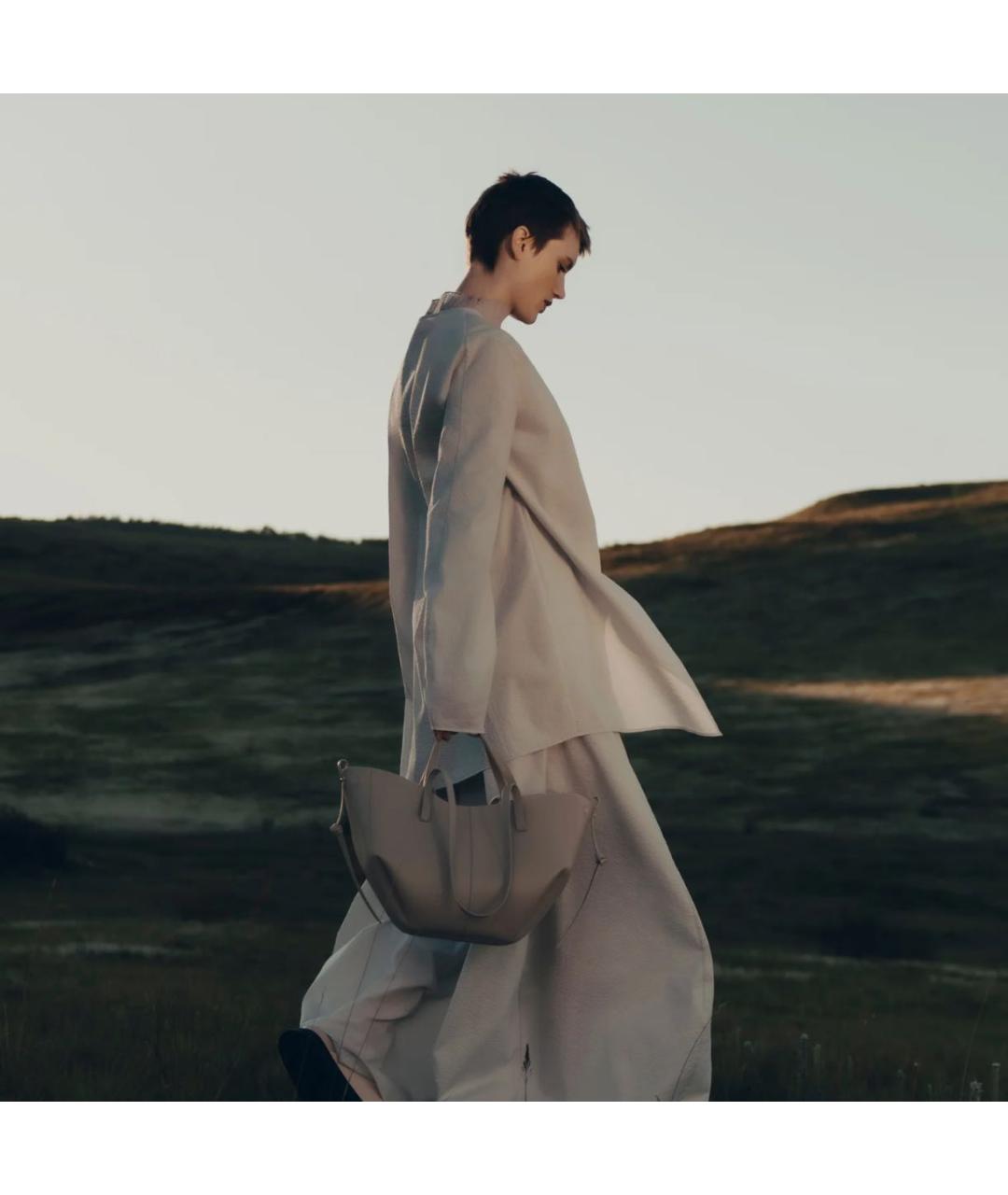 POLENE Бежевая кожаная сумка тоут, фото 4