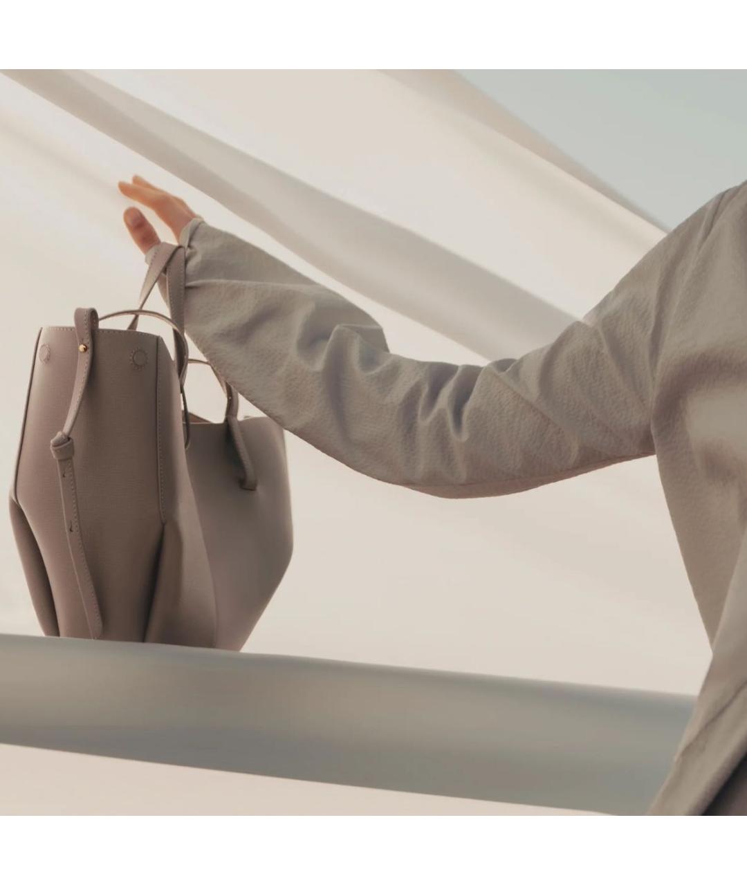 POLENE Бежевая кожаная сумка тоут, фото 2