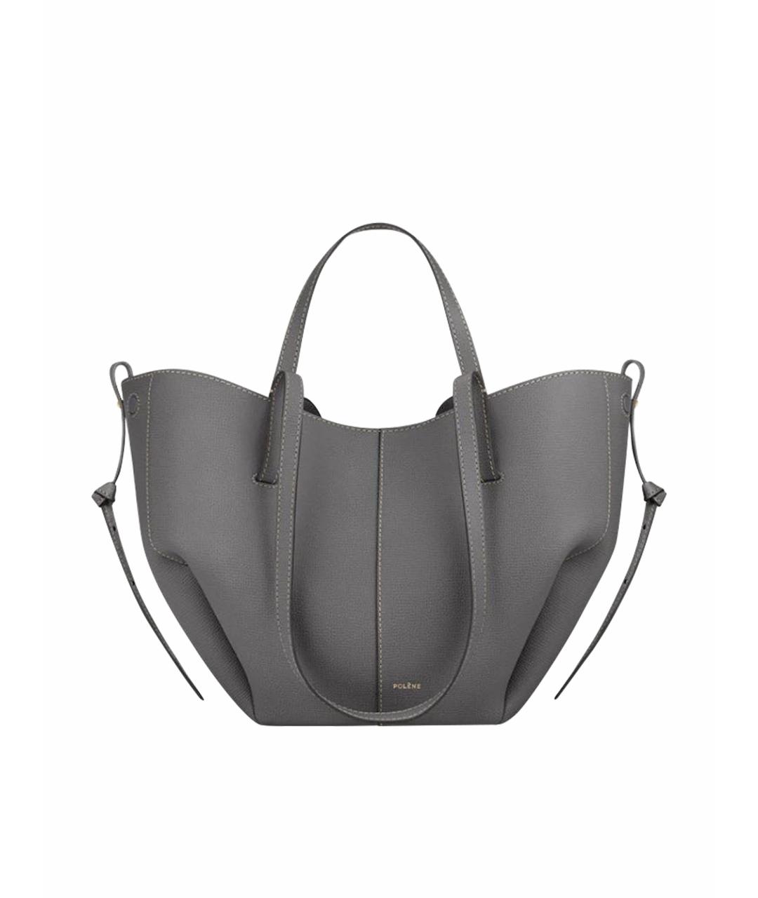 POLENE Серая кожаная сумка тоут, фото 1