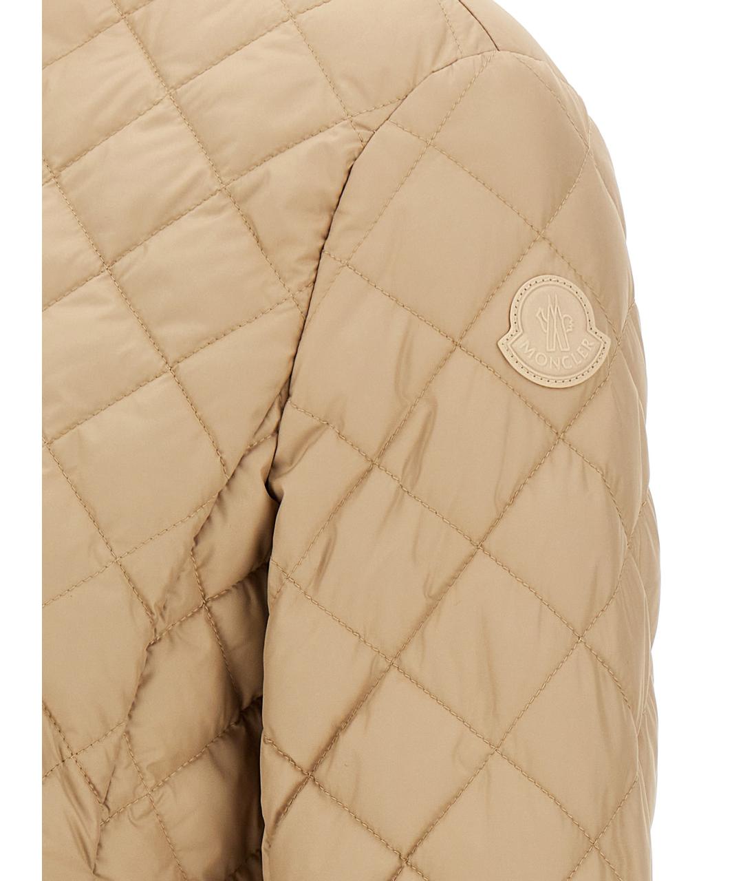 MONCLER Бежевая полиэстеровая куртка, фото 4