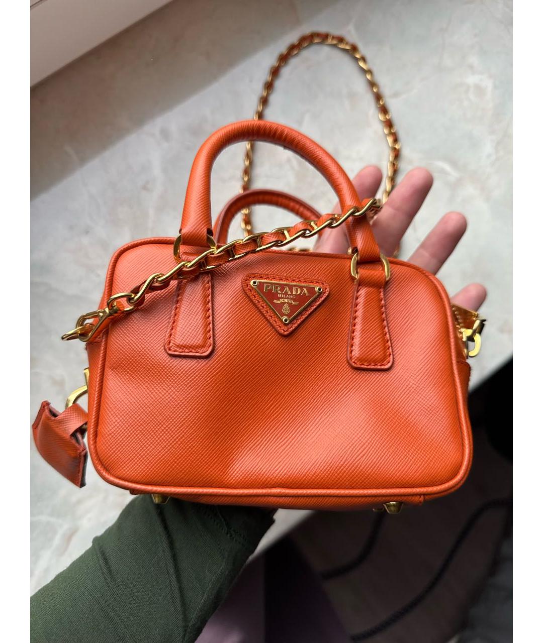 PRADA Оранжевая кожаная сумка через плечо, фото 6