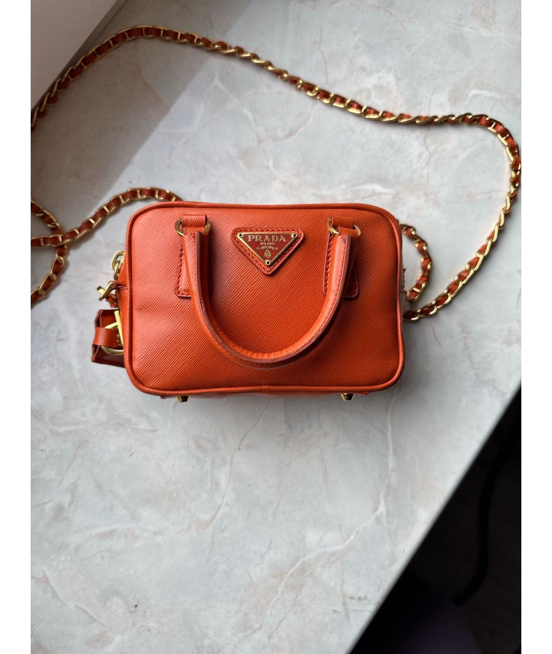 PRADA Оранжевая кожаная сумка через плечо, фото 8