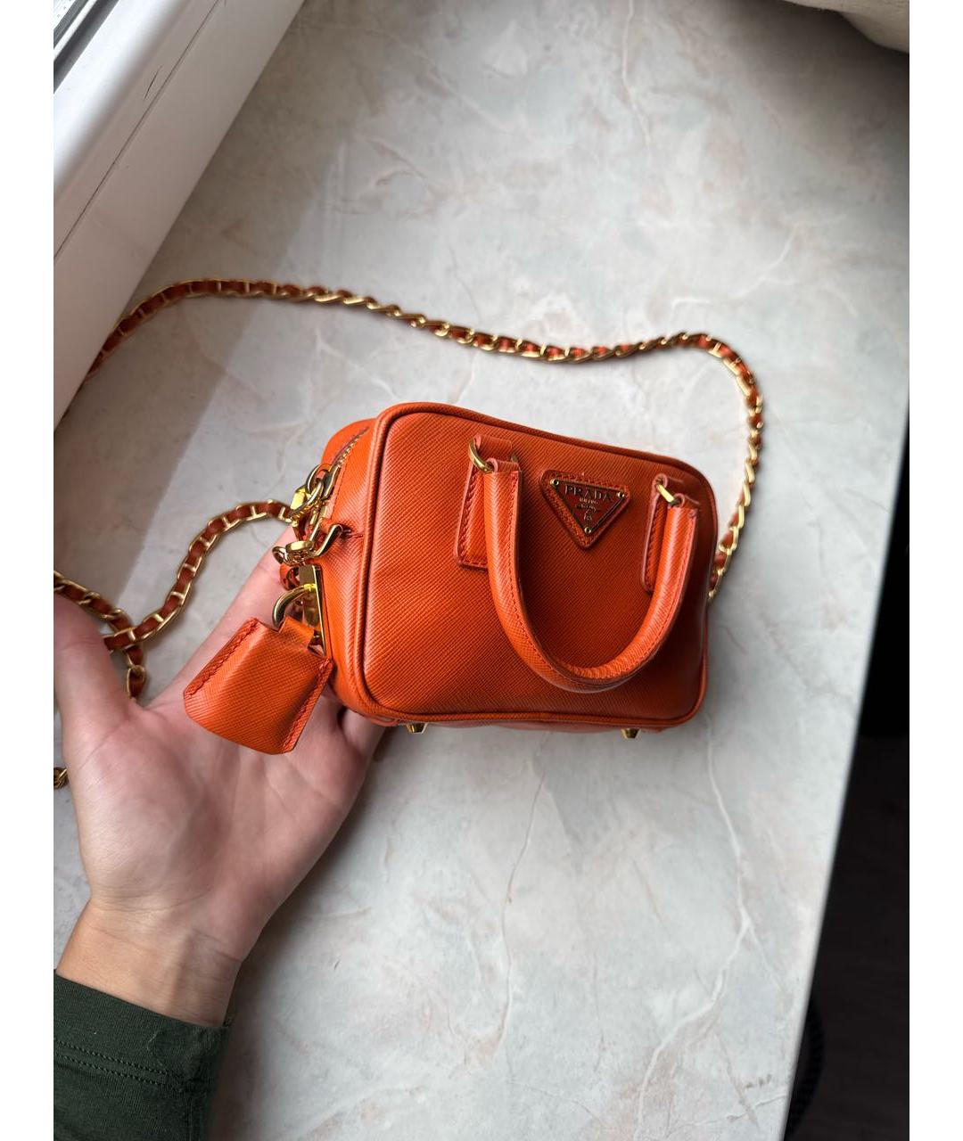 PRADA Оранжевая кожаная сумка через плечо, фото 2