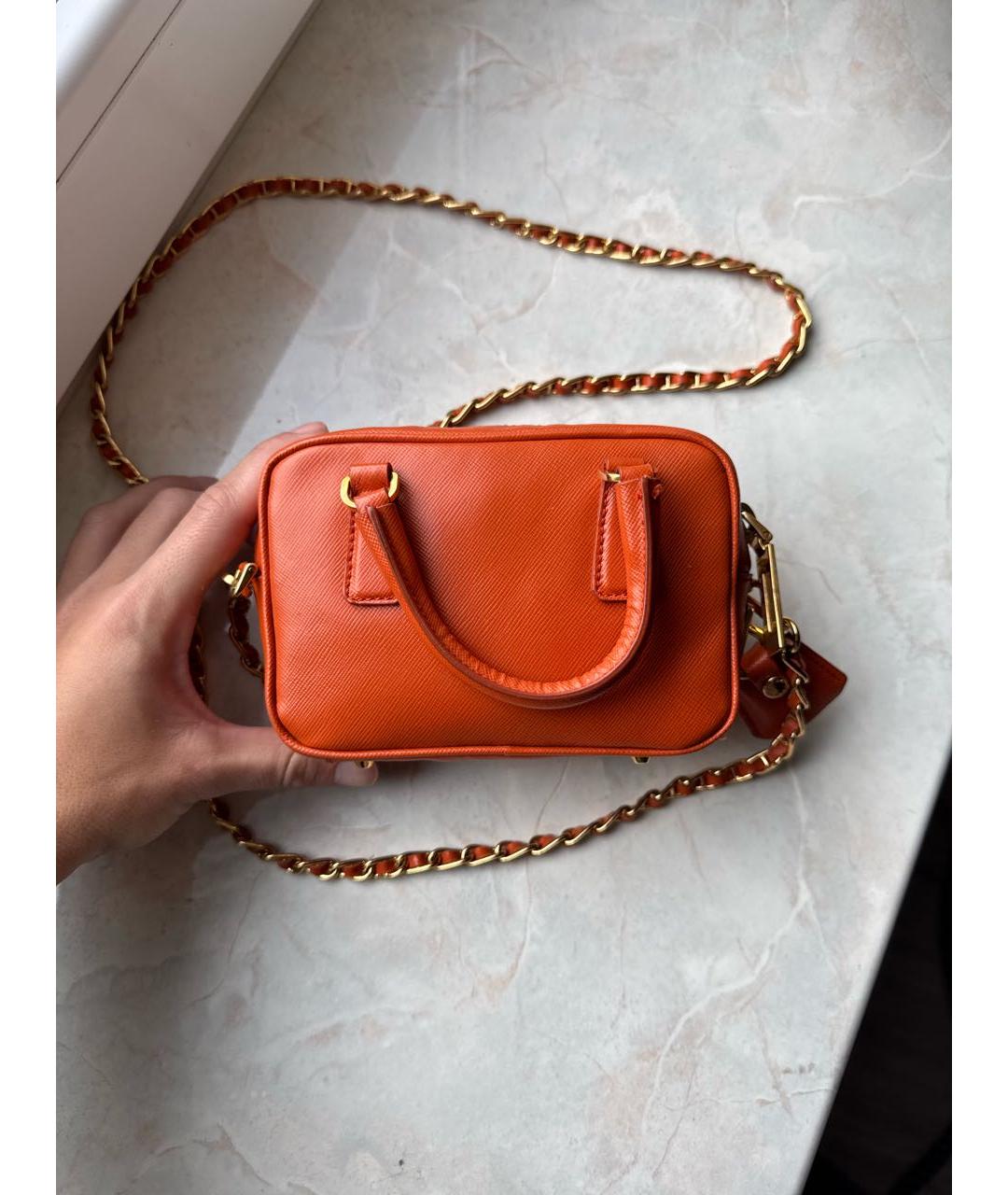 PRADA Оранжевая кожаная сумка через плечо, фото 3