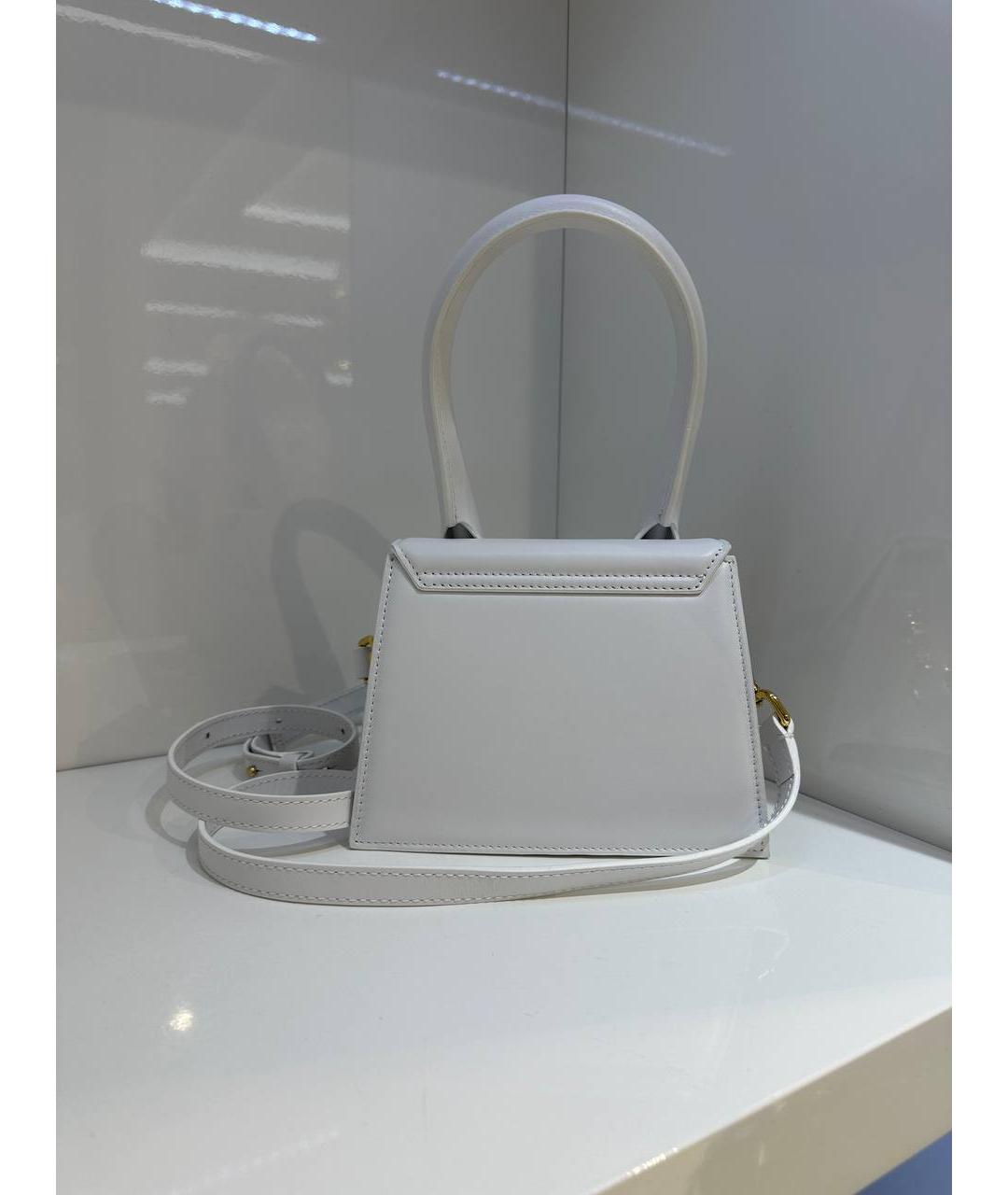 JACQUEMUS Белая кожаная сумка через плечо, фото 4
