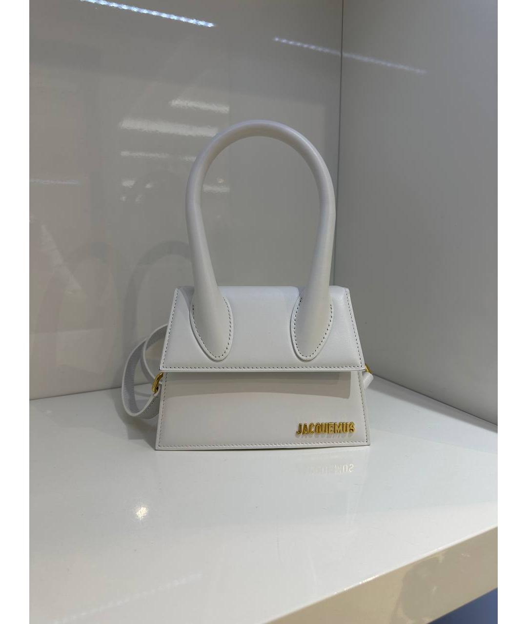 JACQUEMUS Белая кожаная сумка через плечо, фото 2