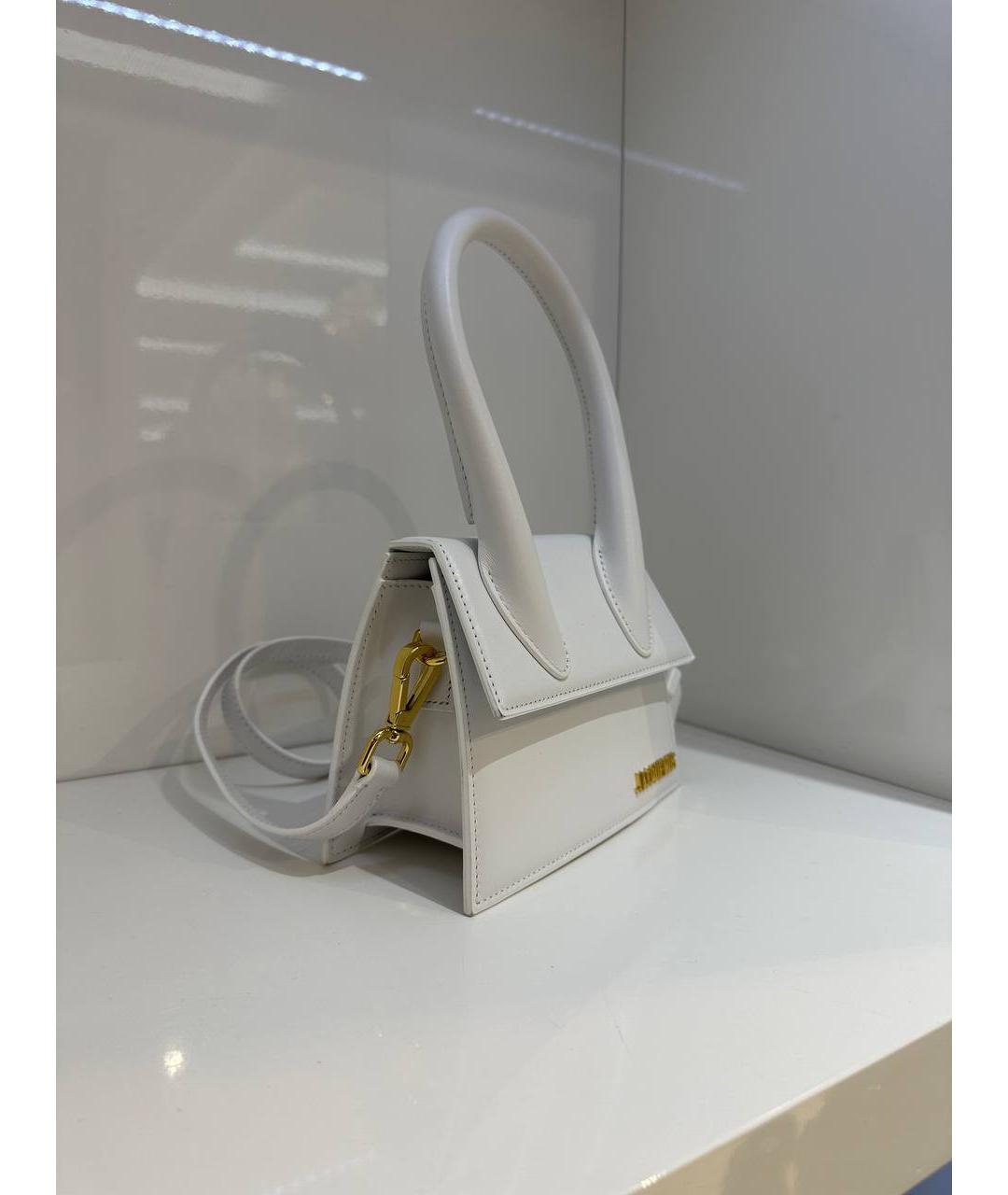 JACQUEMUS Белая кожаная сумка через плечо, фото 3
