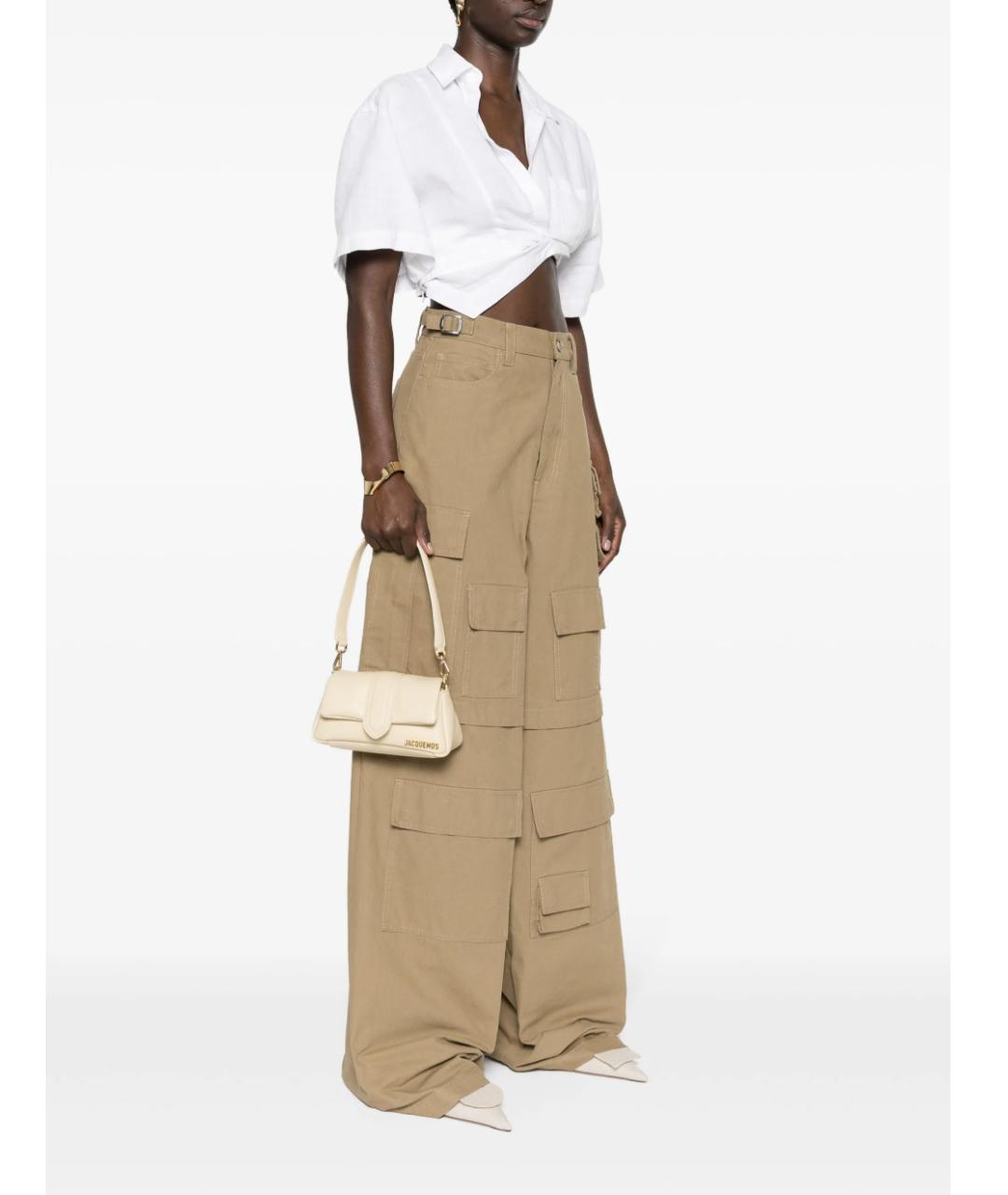 JACQUEMUS Бежевая кожаная сумка через плечо, фото 4