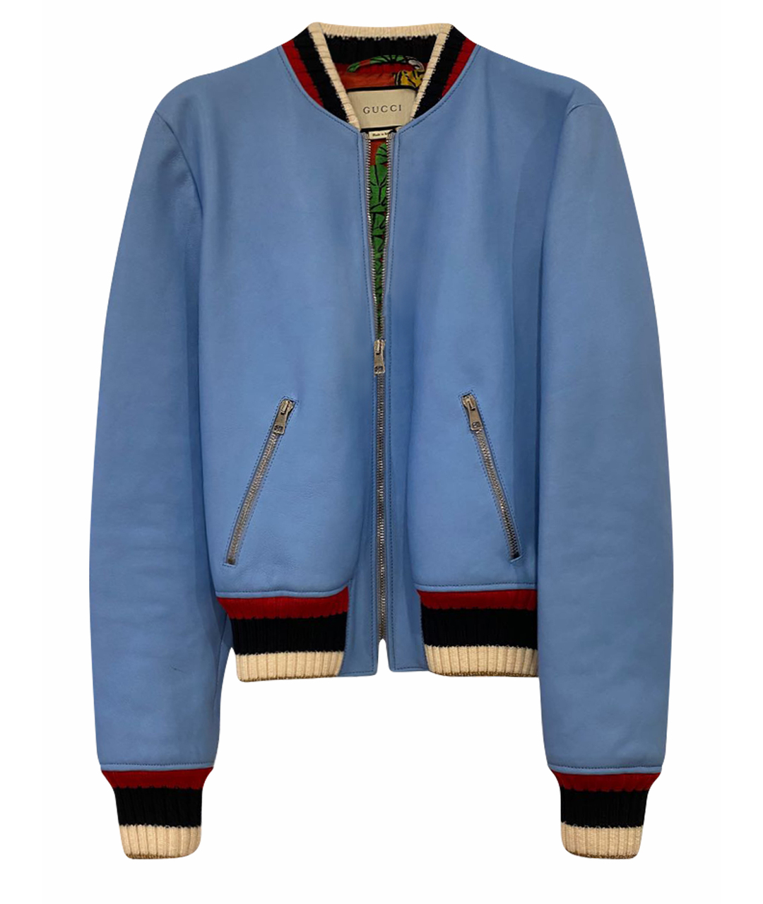 GUCCI Голубая кожаная куртка, фото 1