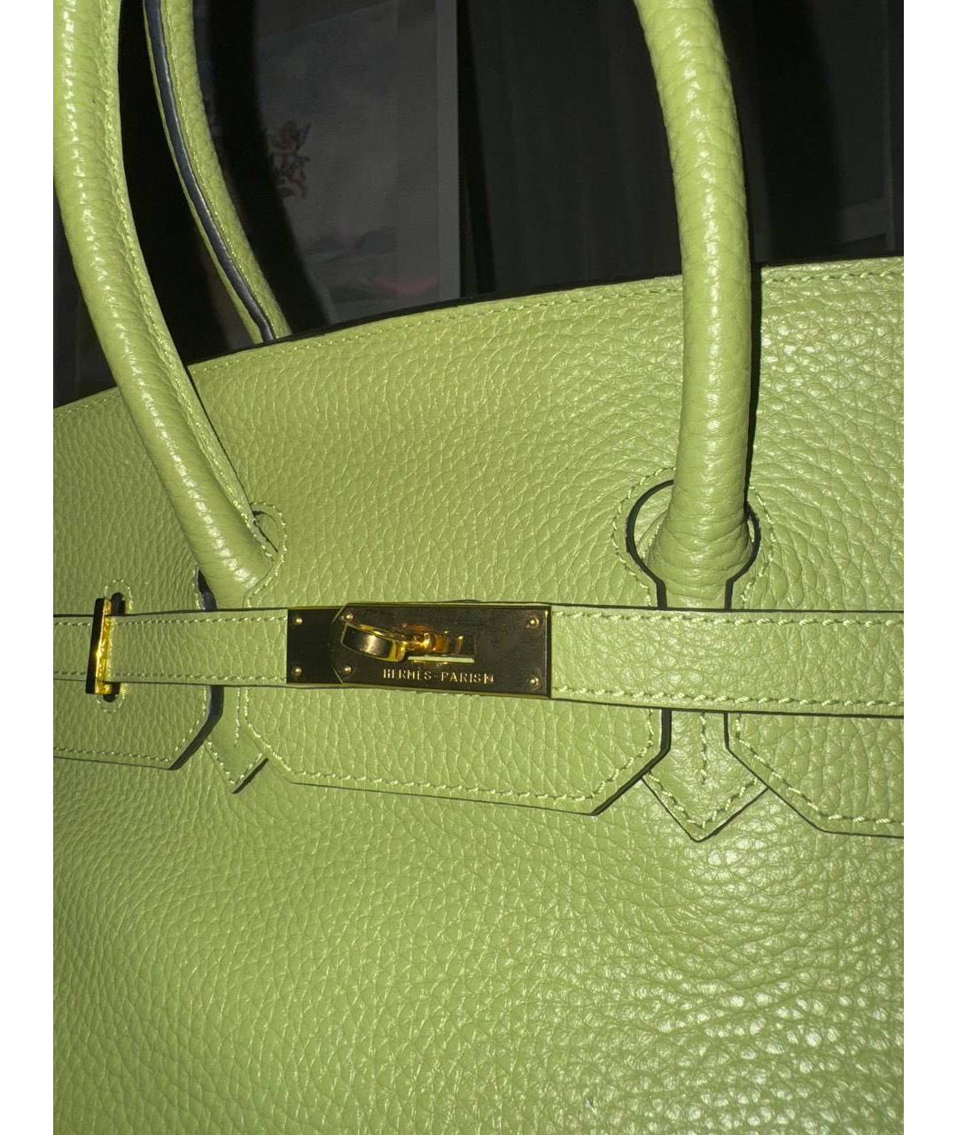 HERMES Зеленая кожаная сумка с короткими ручками, фото 4