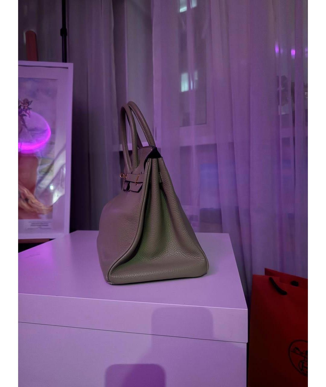 HERMES Зеленая кожаная сумка с короткими ручками, фото 2