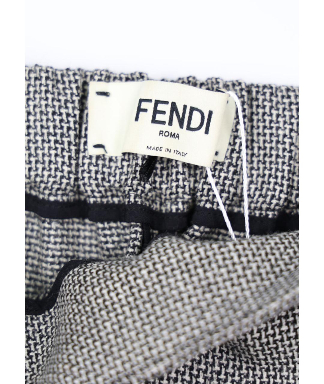 FENDI Серые шерстяные брюки узкие, фото 3