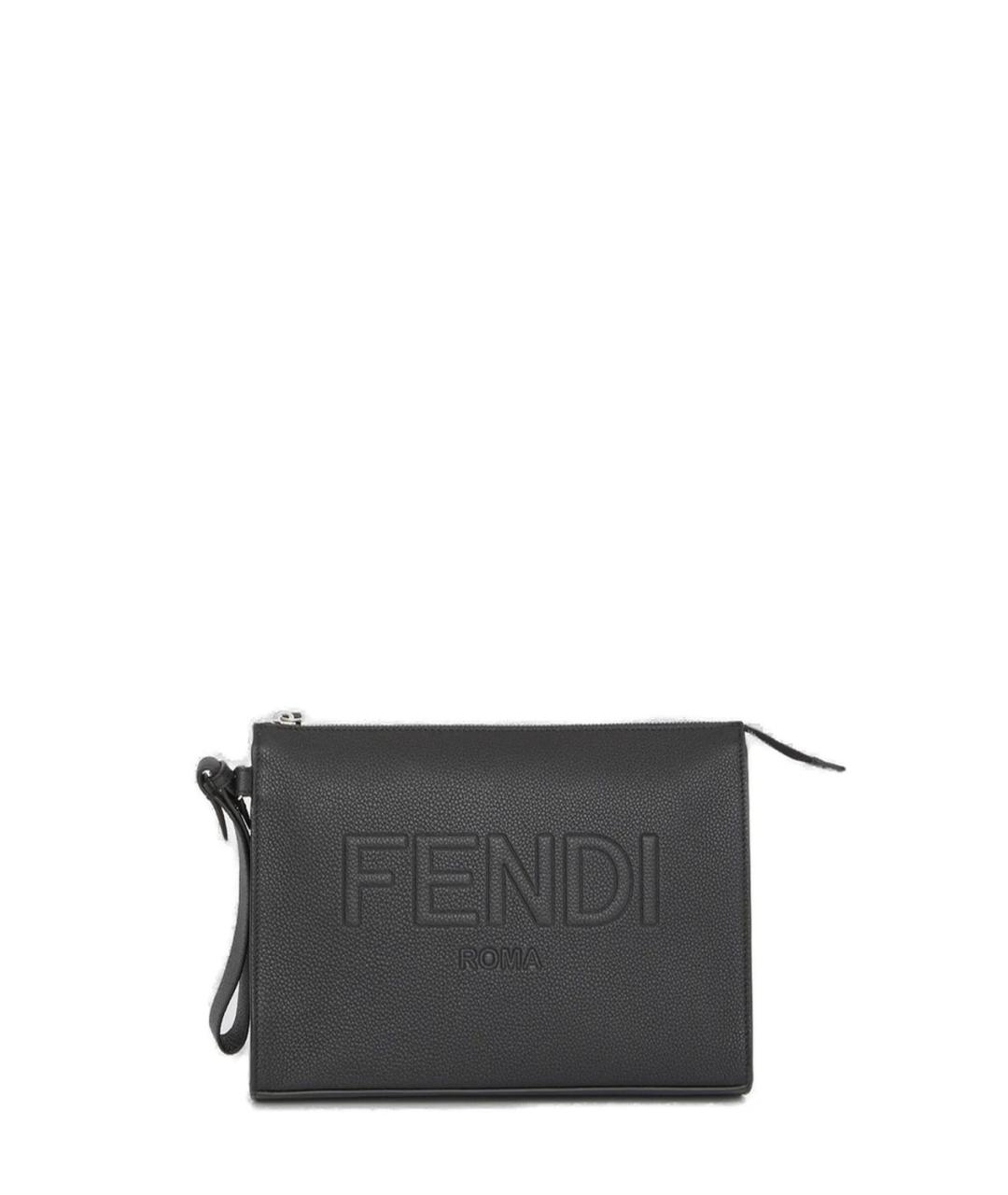 FENDI Черная кожаная барсетка, фото 1