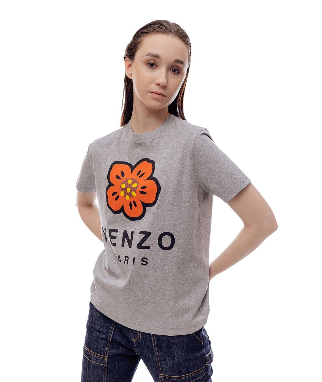 KENZO Серая хлопковая футболка, фото 3