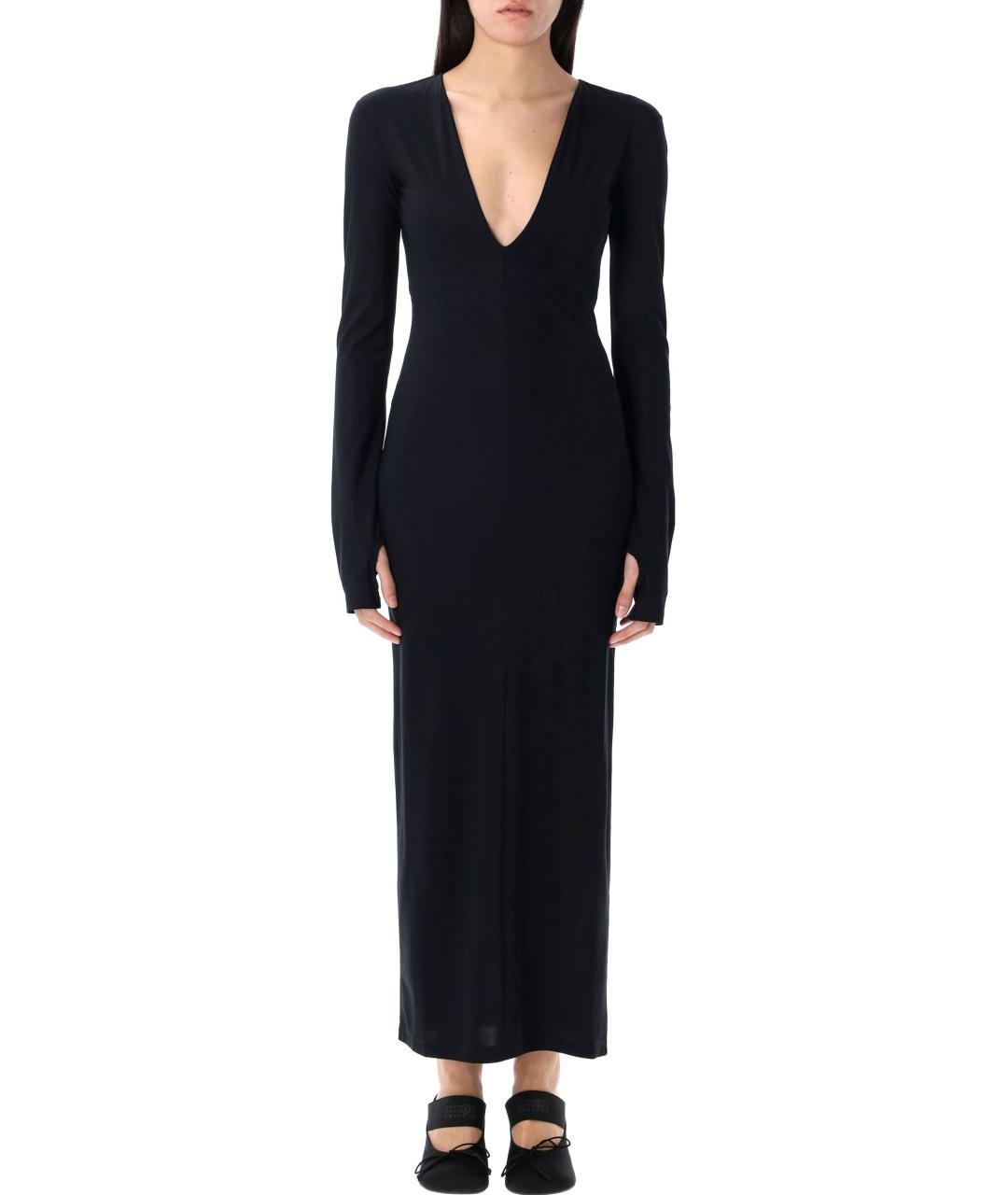 MM6 MAISON MARGIELA Черное полиамидовое повседневное платье, фото 4