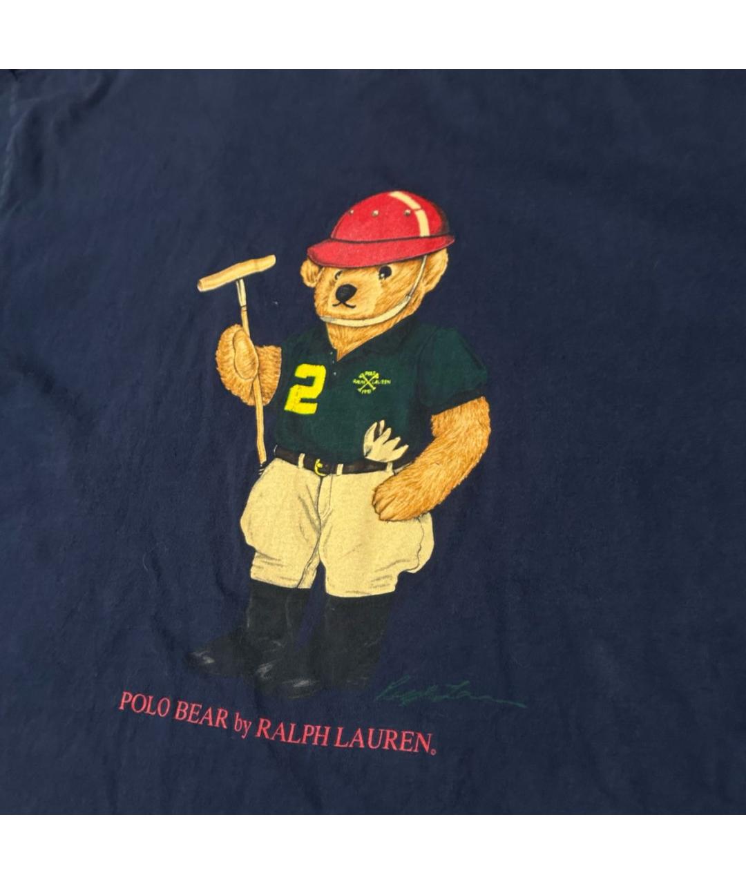 POLO RALPH LAUREN Темно-синяя хлопковая футболка, фото 2