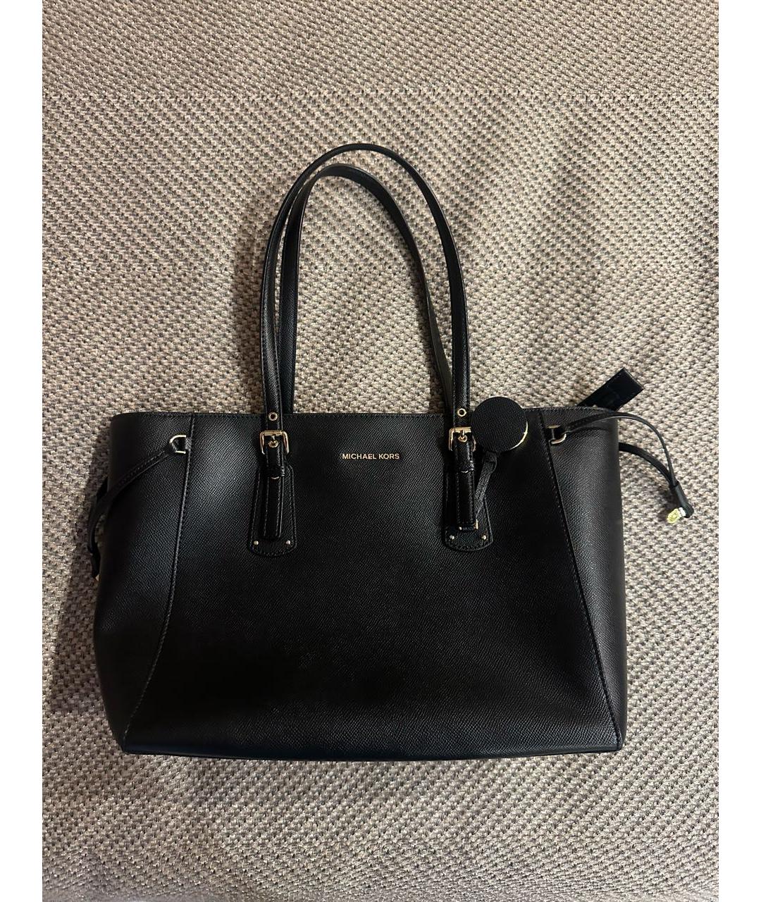 MICHAEL KORS Черная кожаная сумка тоут, фото 2
