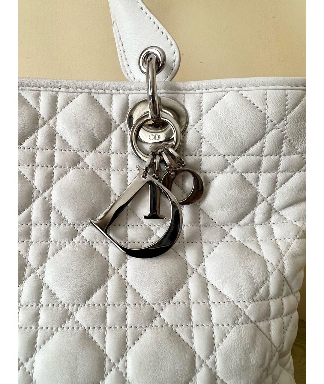 CHRISTIAN DIOR Белая кожаная сумка с короткими ручками, фото 4