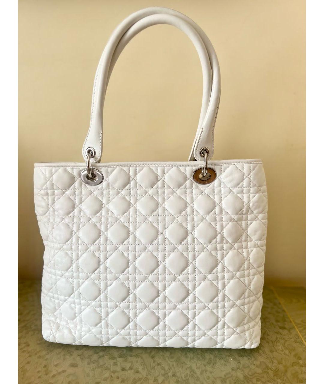 CHRISTIAN DIOR Белая кожаная сумка с короткими ручками, фото 3