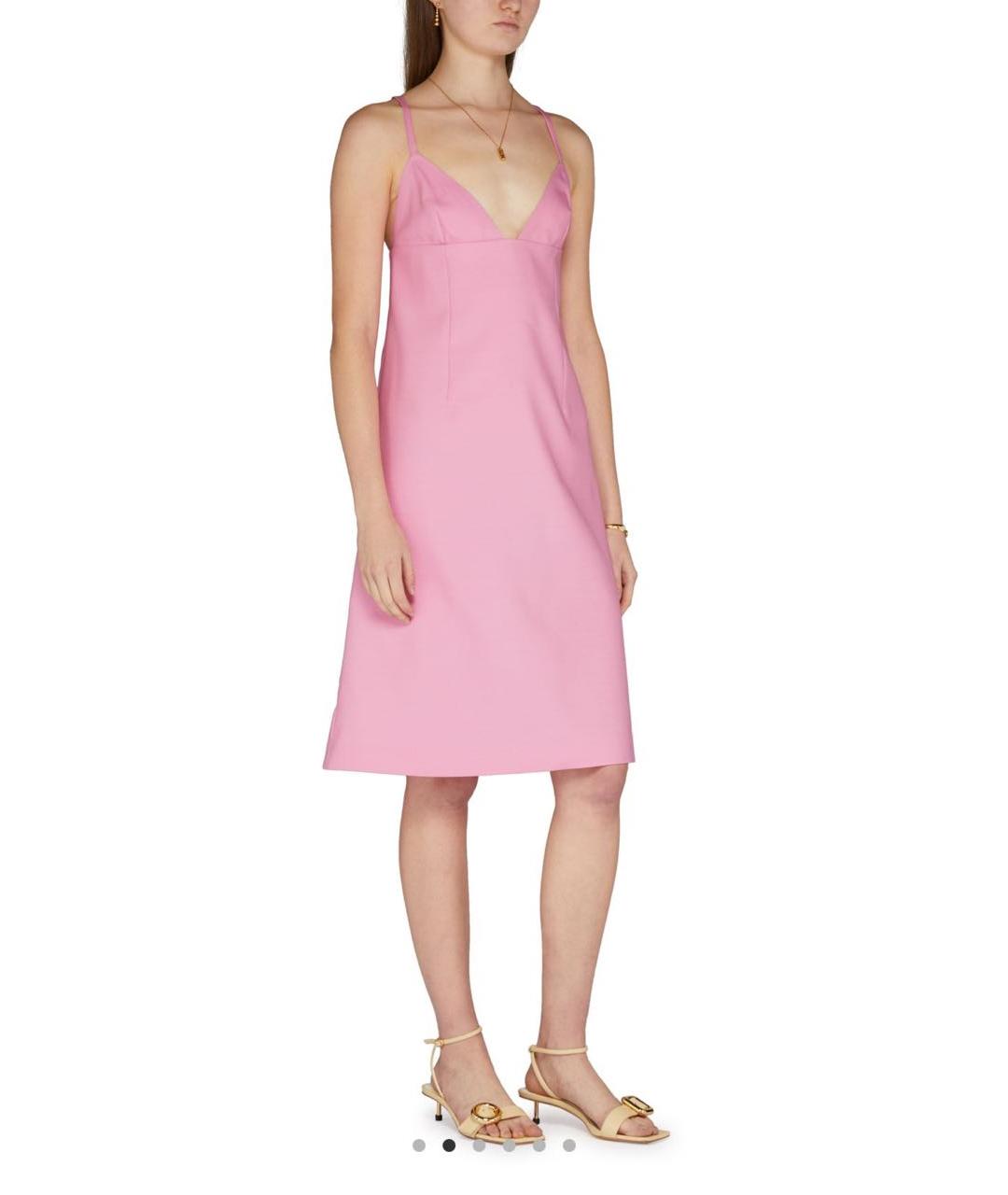 JACQUEMUS Розовое шерстяное повседневное платье, фото 3