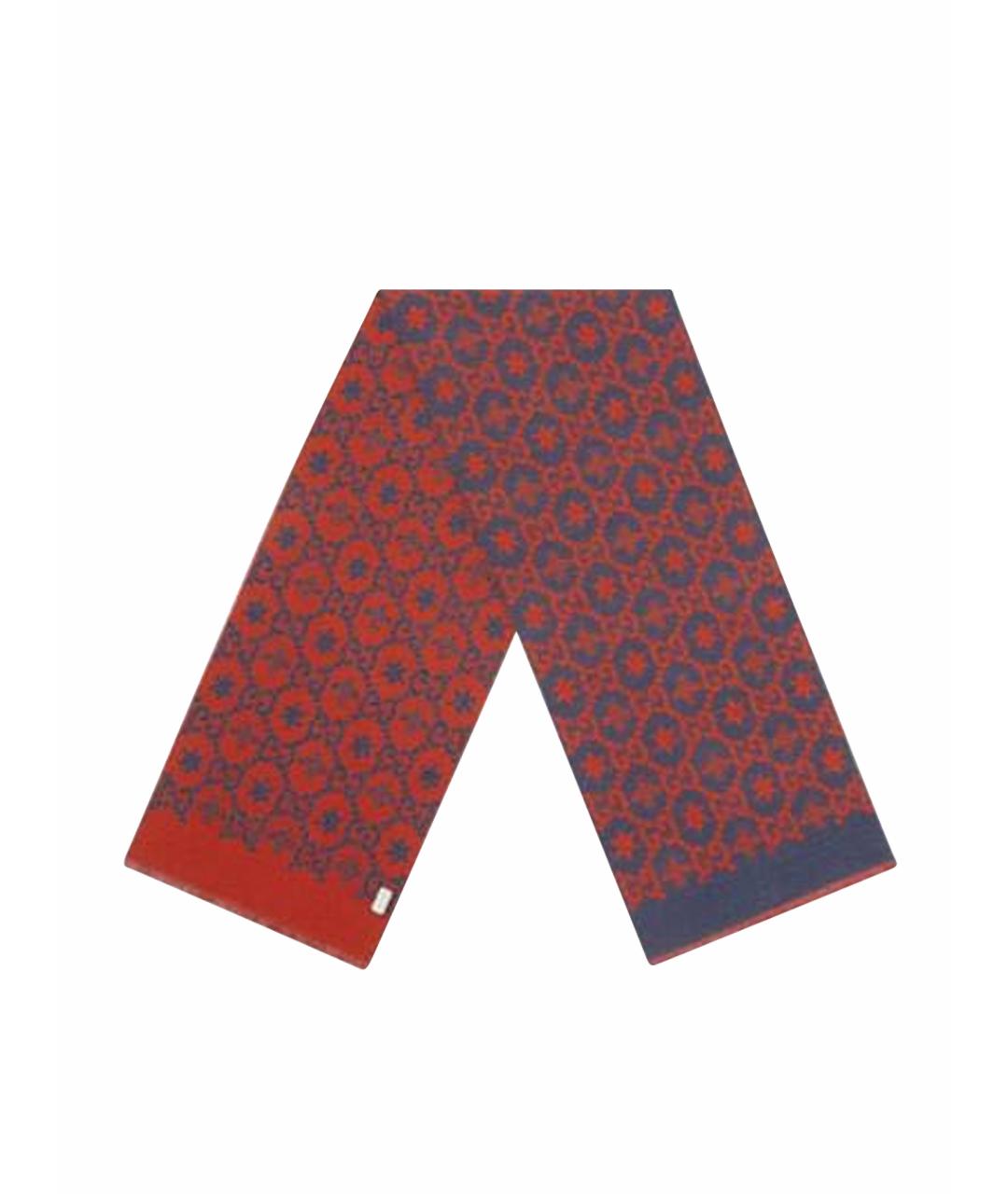 GUCCI Бордовый шерстяной шарф, фото 1