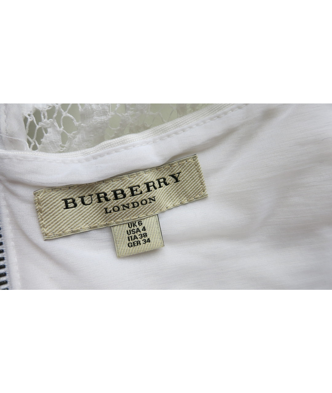 BURBERRY LONDON Белое кружевное коктейльное платье, фото 5