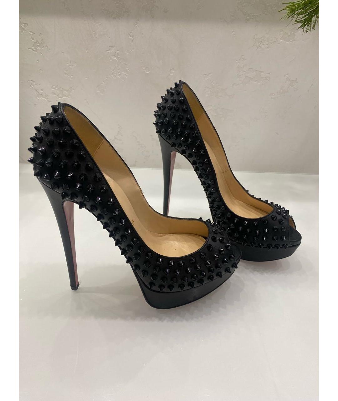 CHRISTIAN LOUBOUTIN Черные кожаные туфли, фото 4