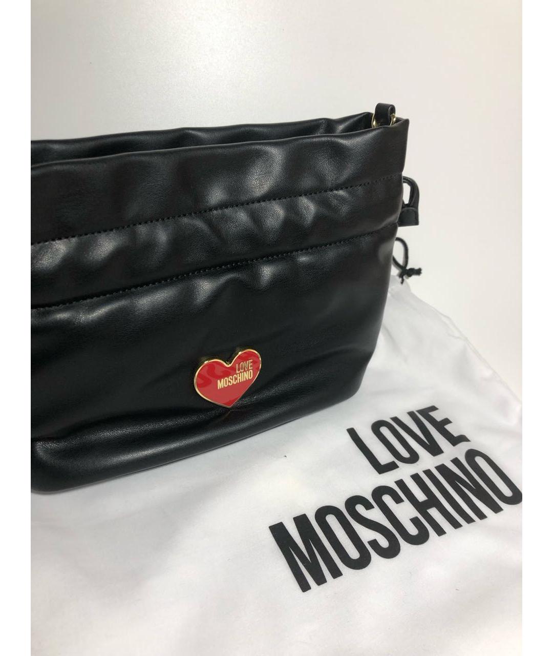 LOVE MOSCHINO Черная кожаная сумка через плечо, фото 6