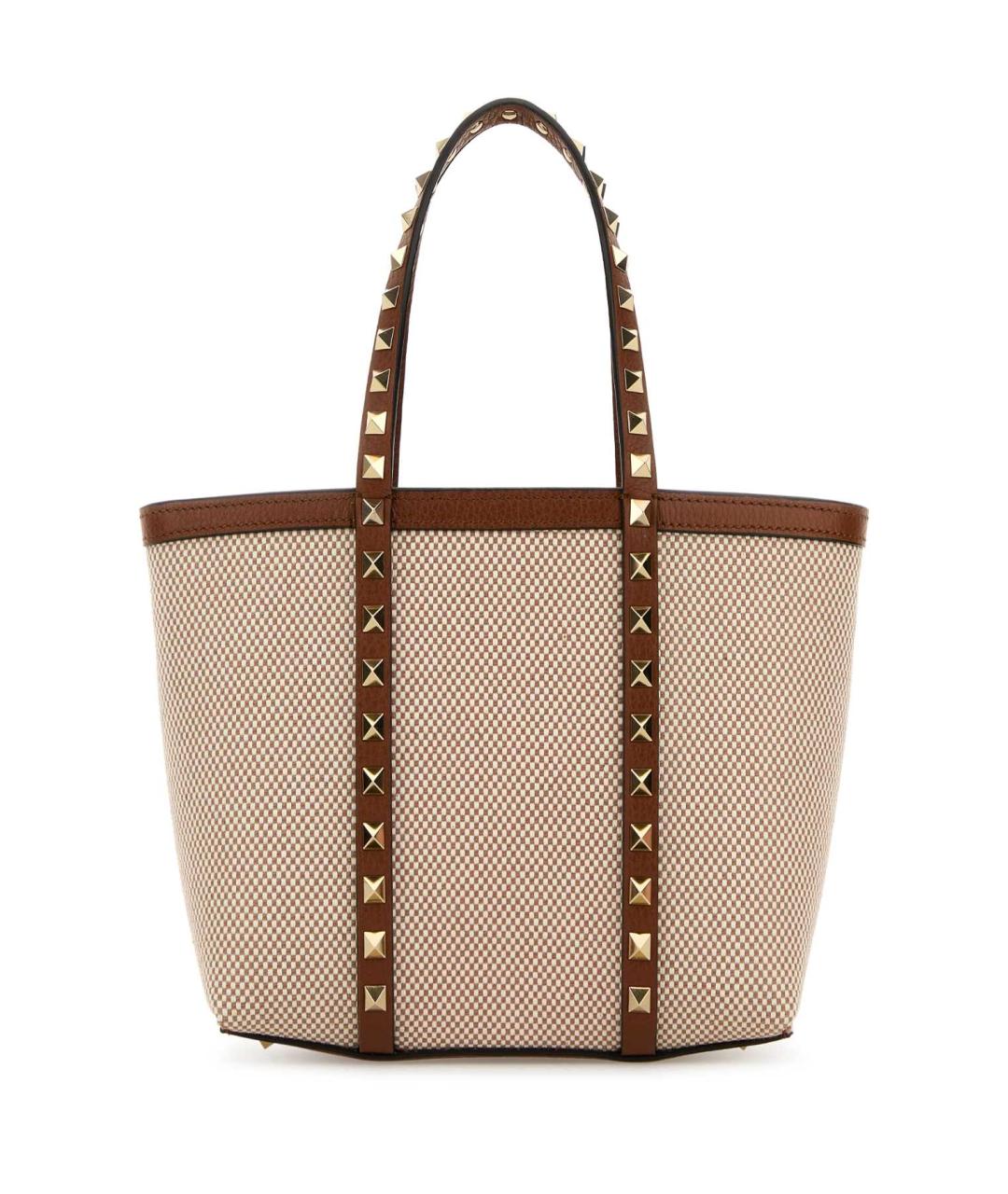 VALENTINO Бежевая тканевая сумка тоут, фото 3