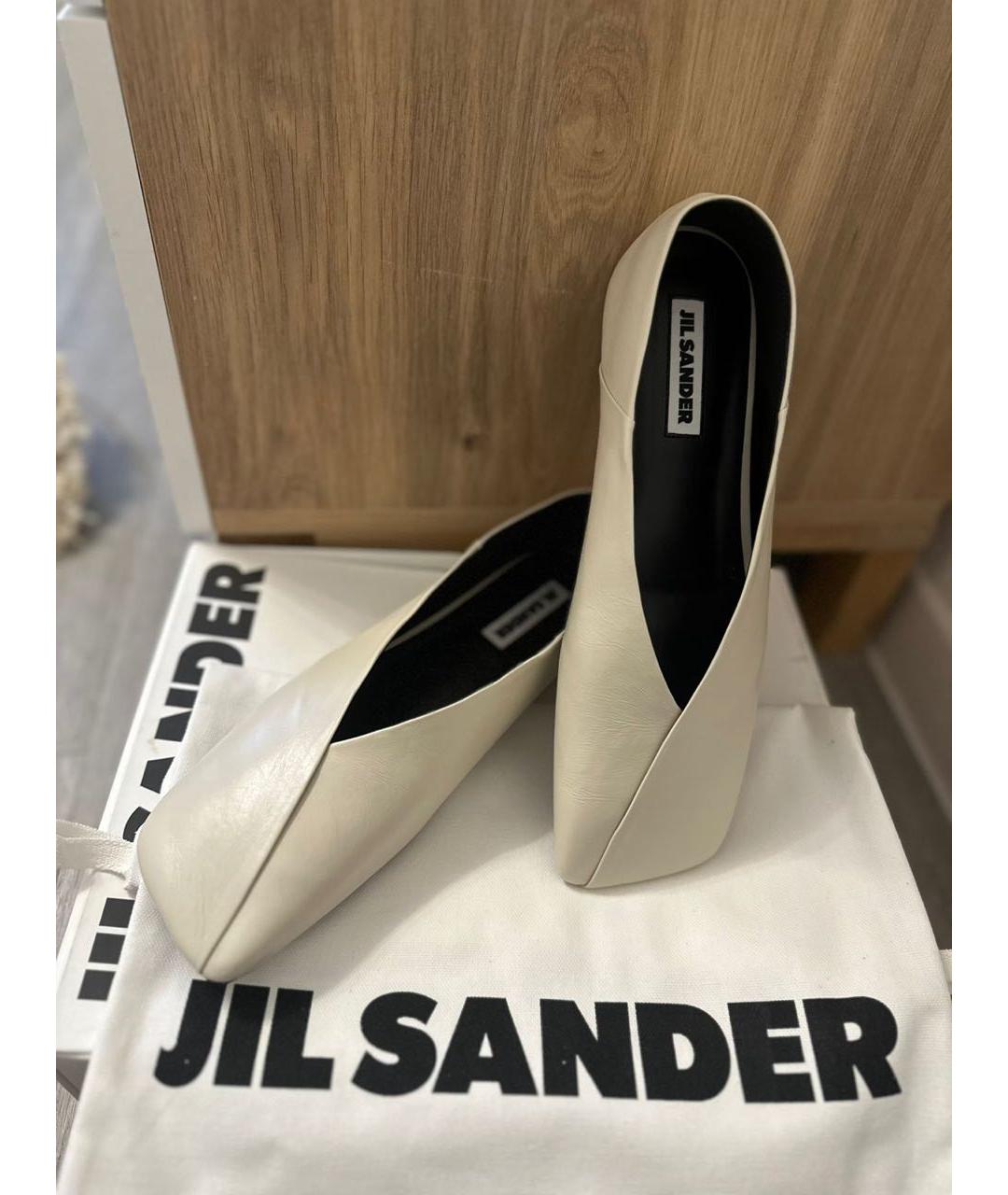 JIL SANDER Белые кожаные балетки, фото 5