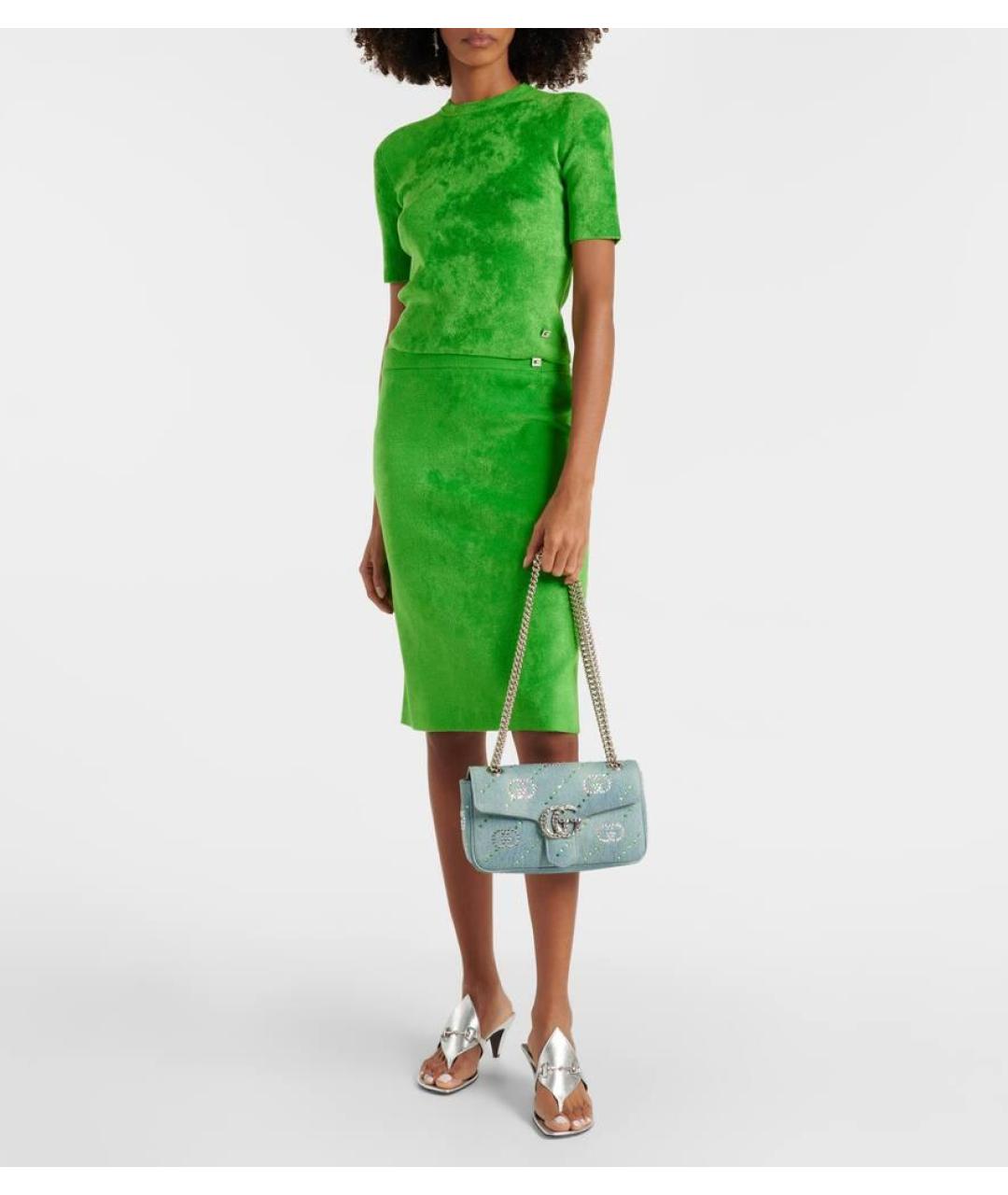 GUCCI Зеленая юбка миди, фото 8