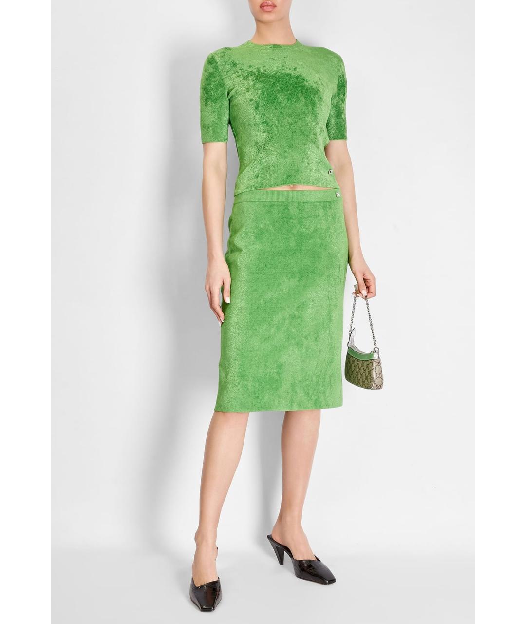 GUCCI Зеленая юбка миди, фото 2