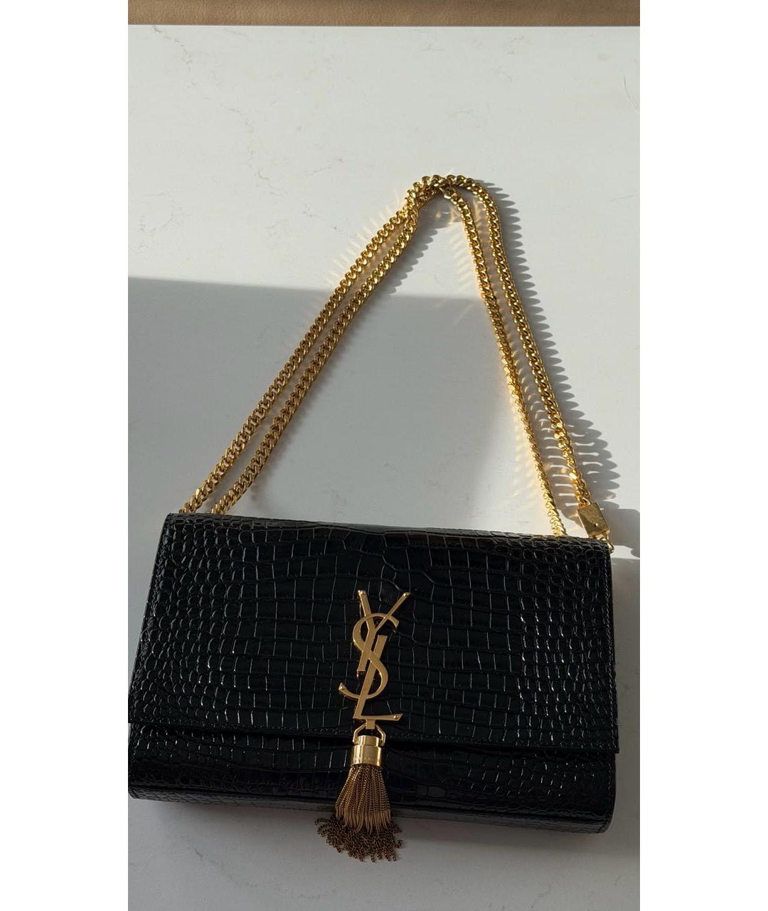SAINT LAURENT Черная кожаная сумка через плечо, фото 4