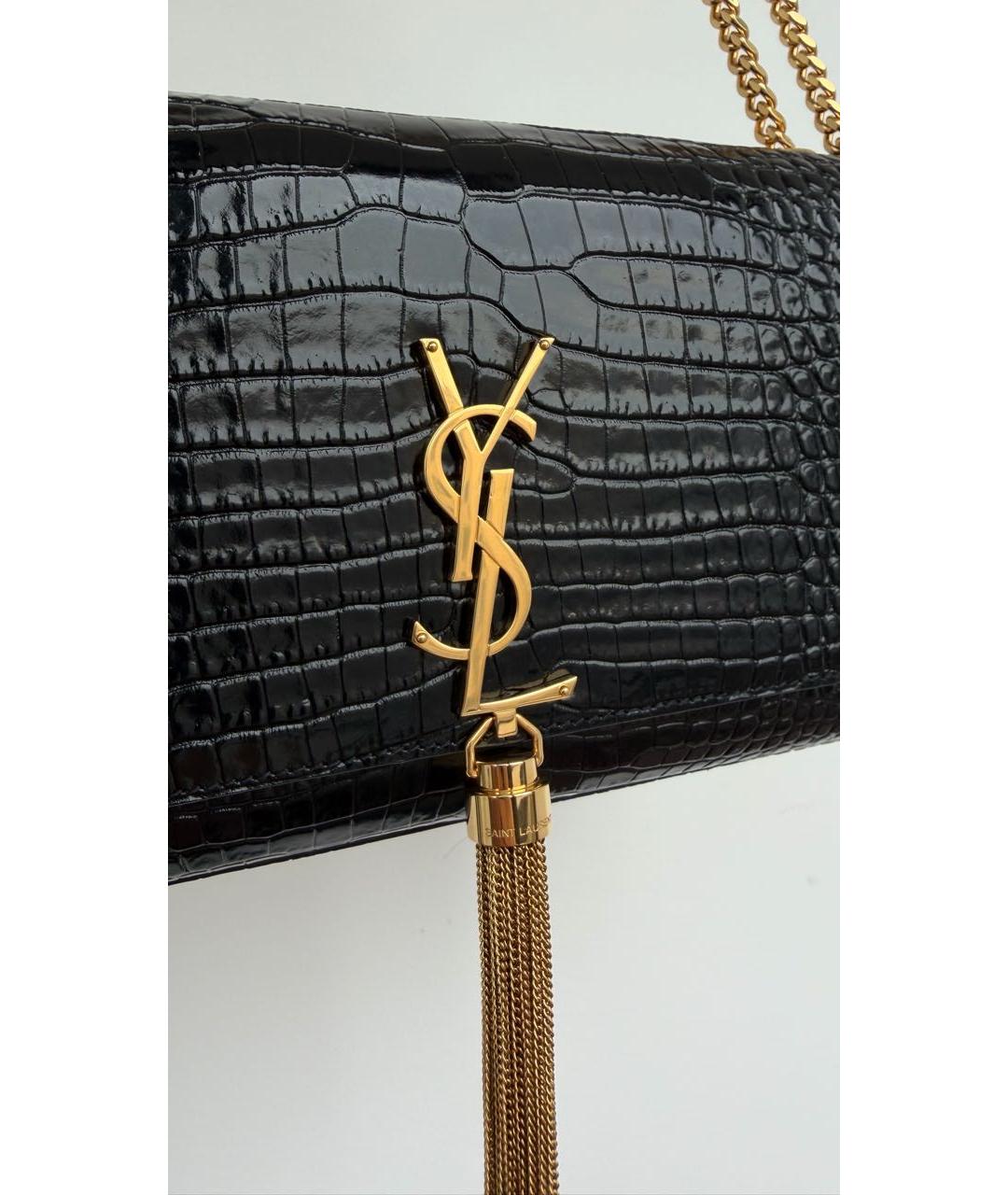 SAINT LAURENT Черная кожаная сумка через плечо, фото 8