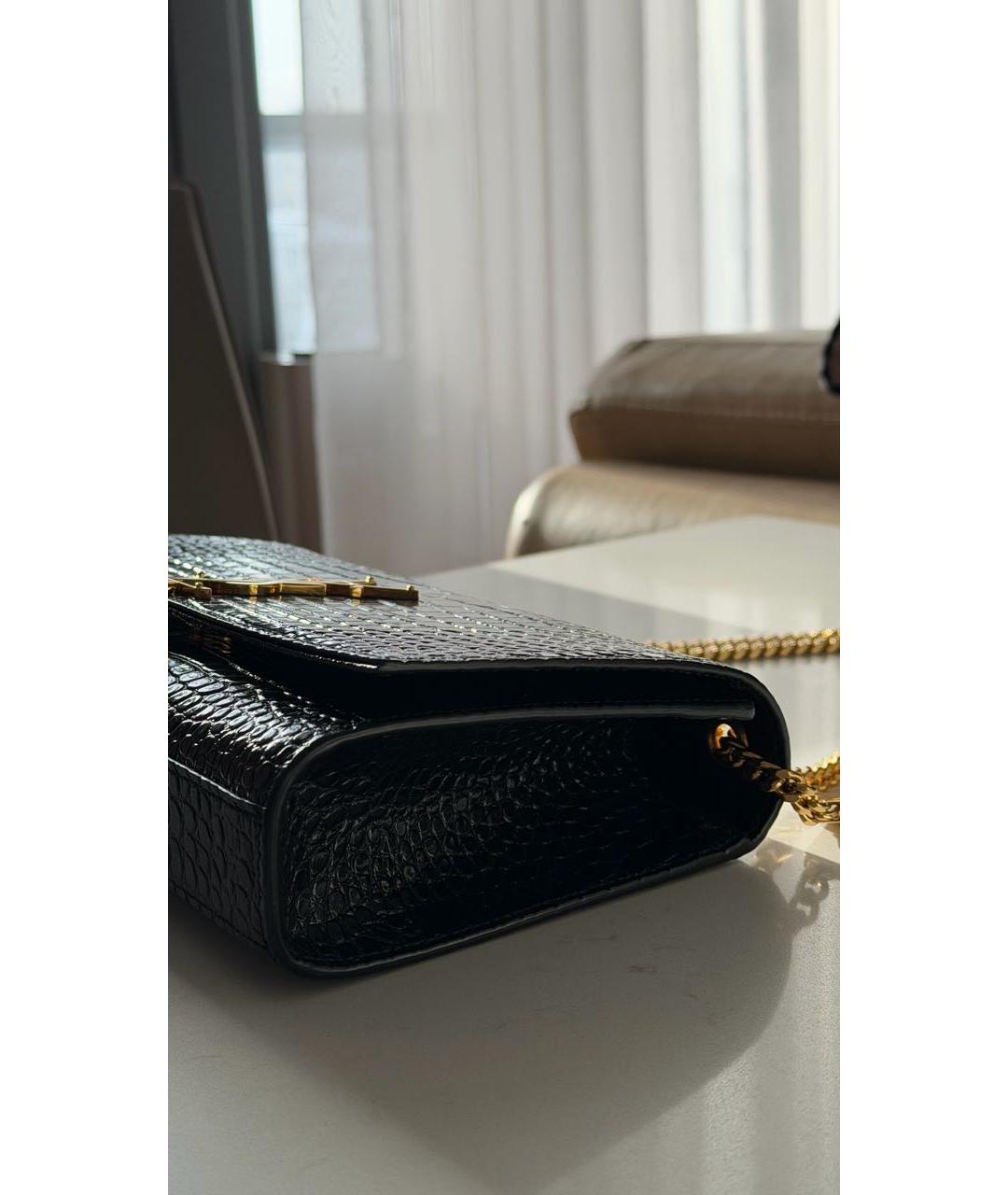 SAINT LAURENT Черная кожаная сумка через плечо, фото 3