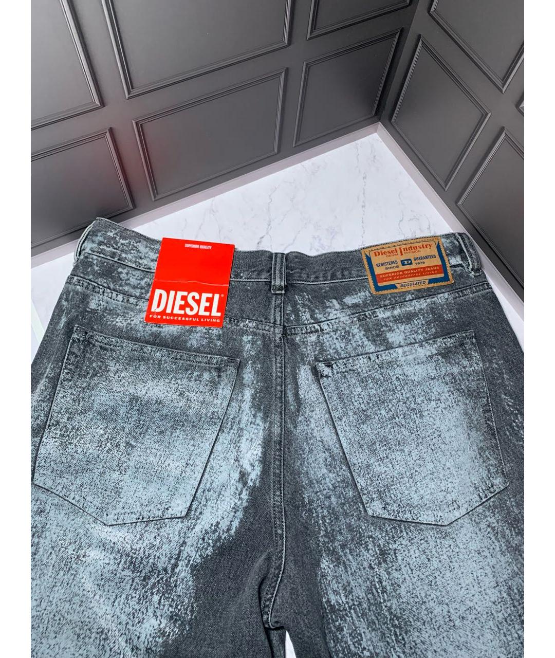 DIESEL Антрацитовые хлопковые прямые джинсы, фото 7